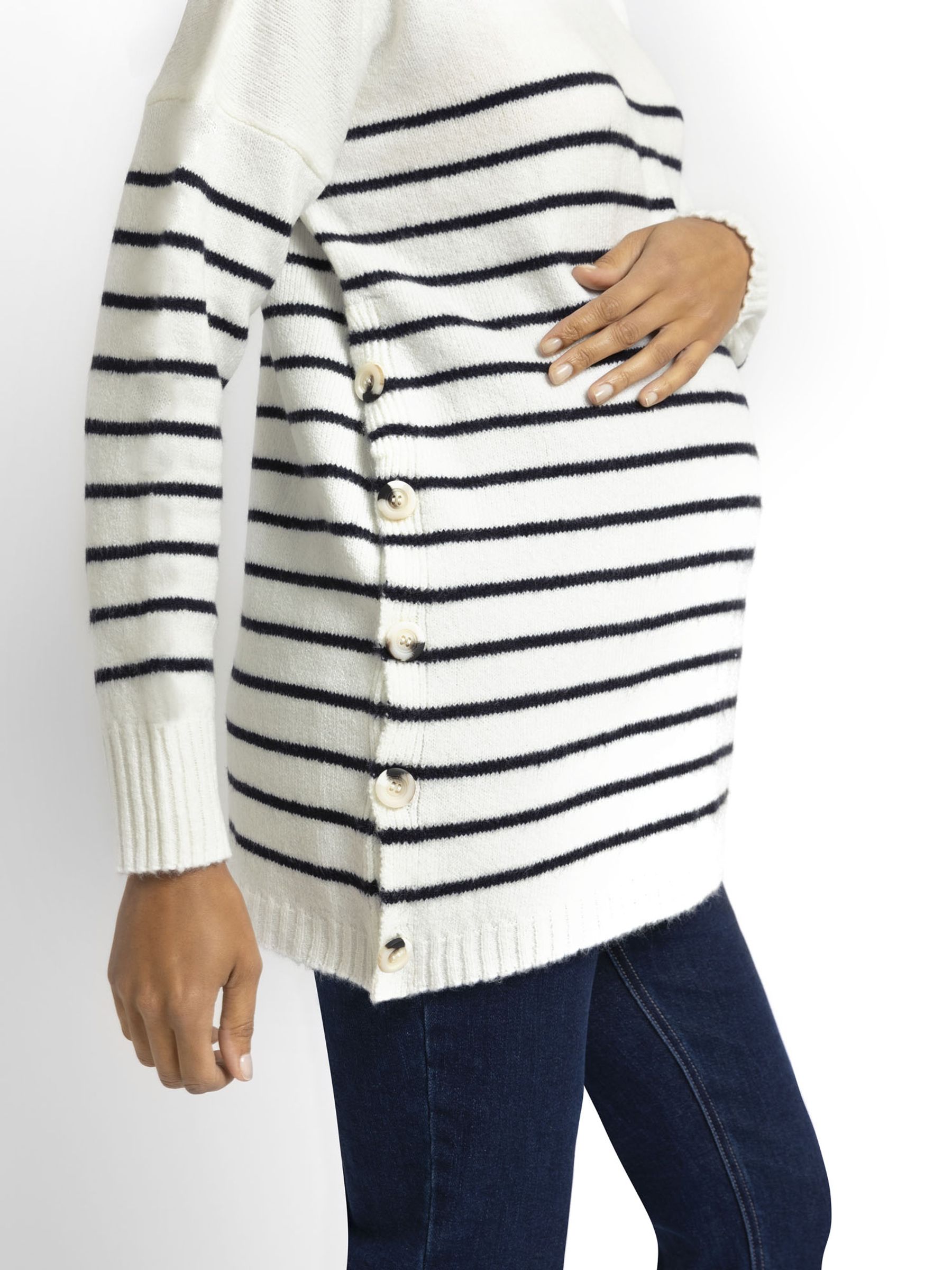 Cream Stripe Turtle Neck Maternity & Nursing Jumper - Image 4 of 5