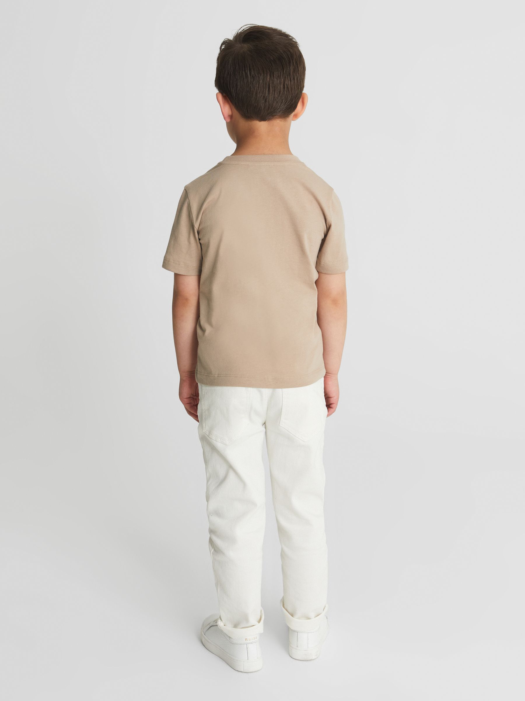 3-9 yrs Crew Neck T-Shirt in Stone - Image 4 of 5