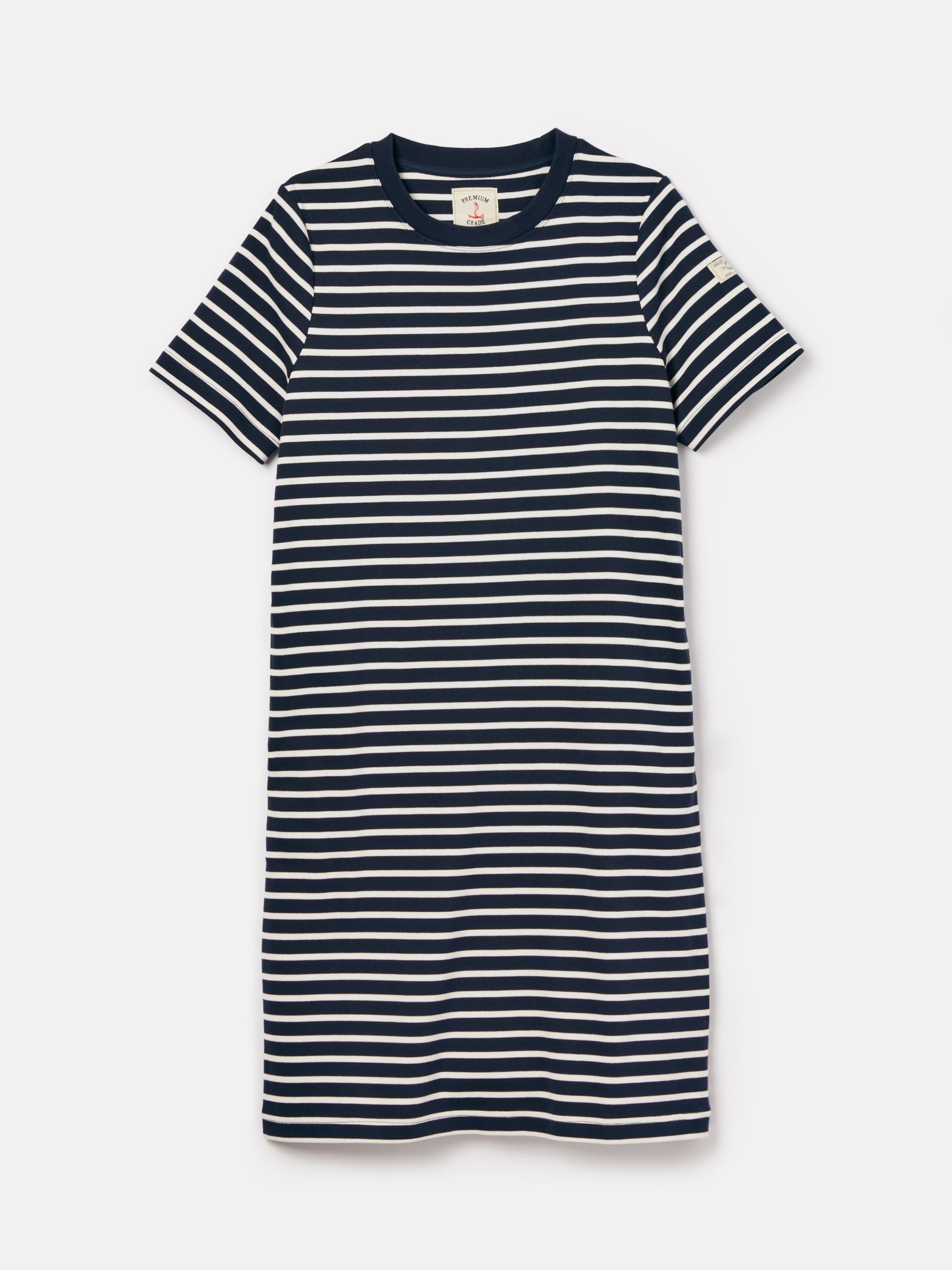 Eden Navy & White Striped Short Sleeve Jersey Dress With