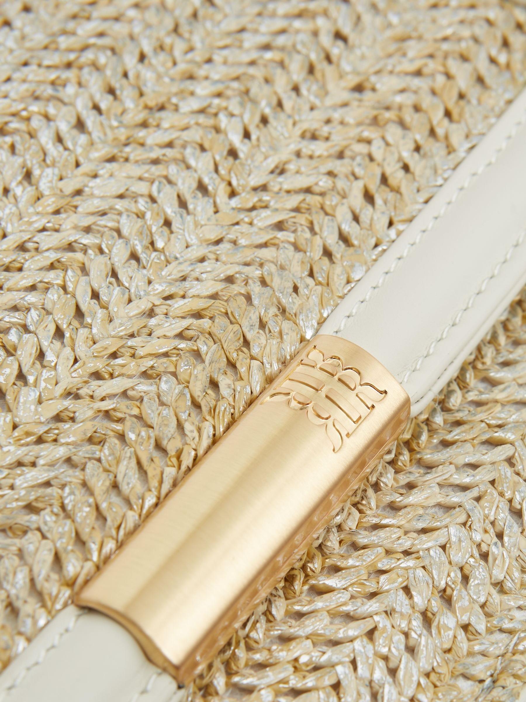 Raffia Clutch Bag in Silver/Off White - Image 5 of 5