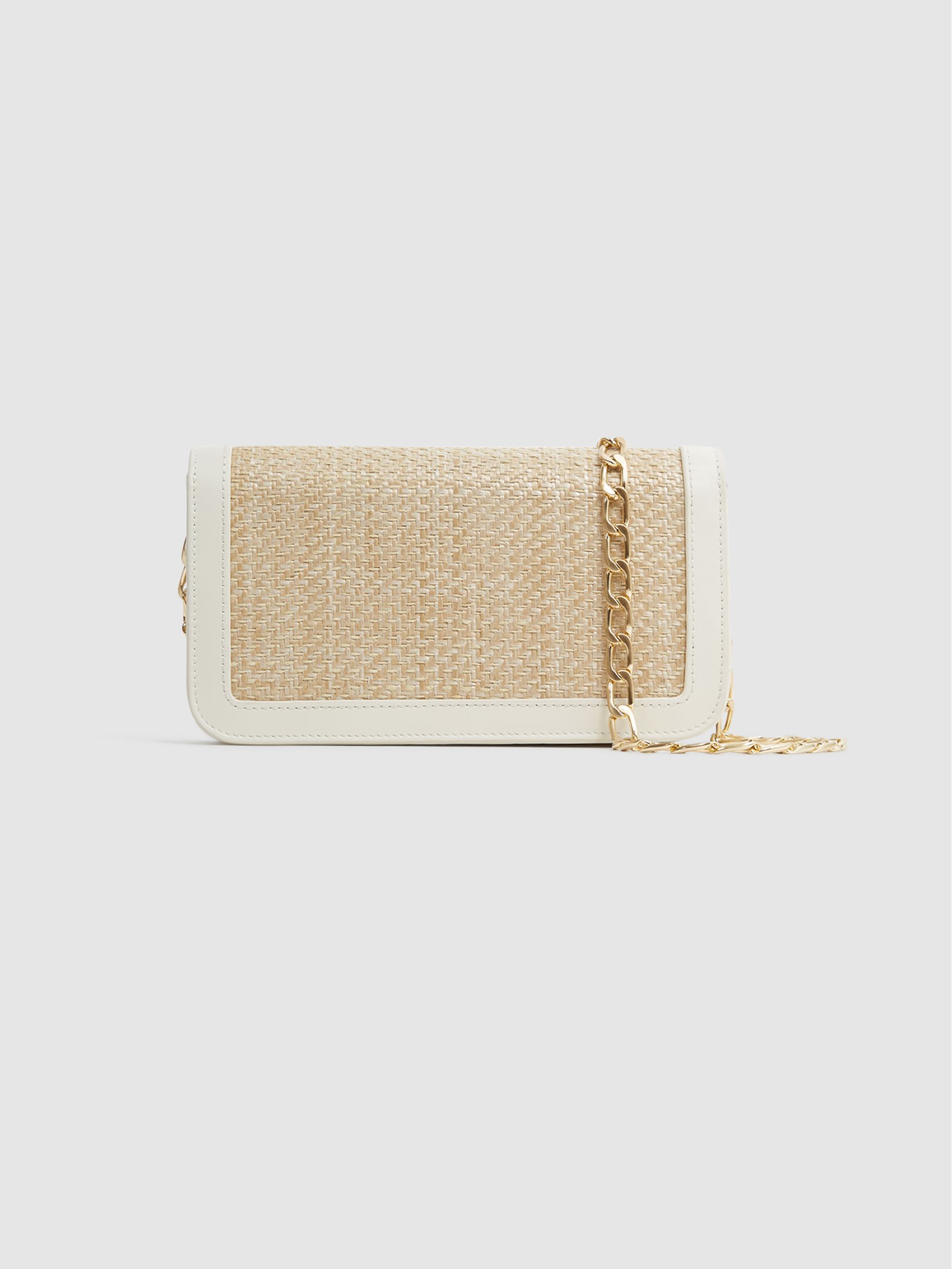 Small Raffia Clutch Bag in Natural/Off White - Image 5 of 6