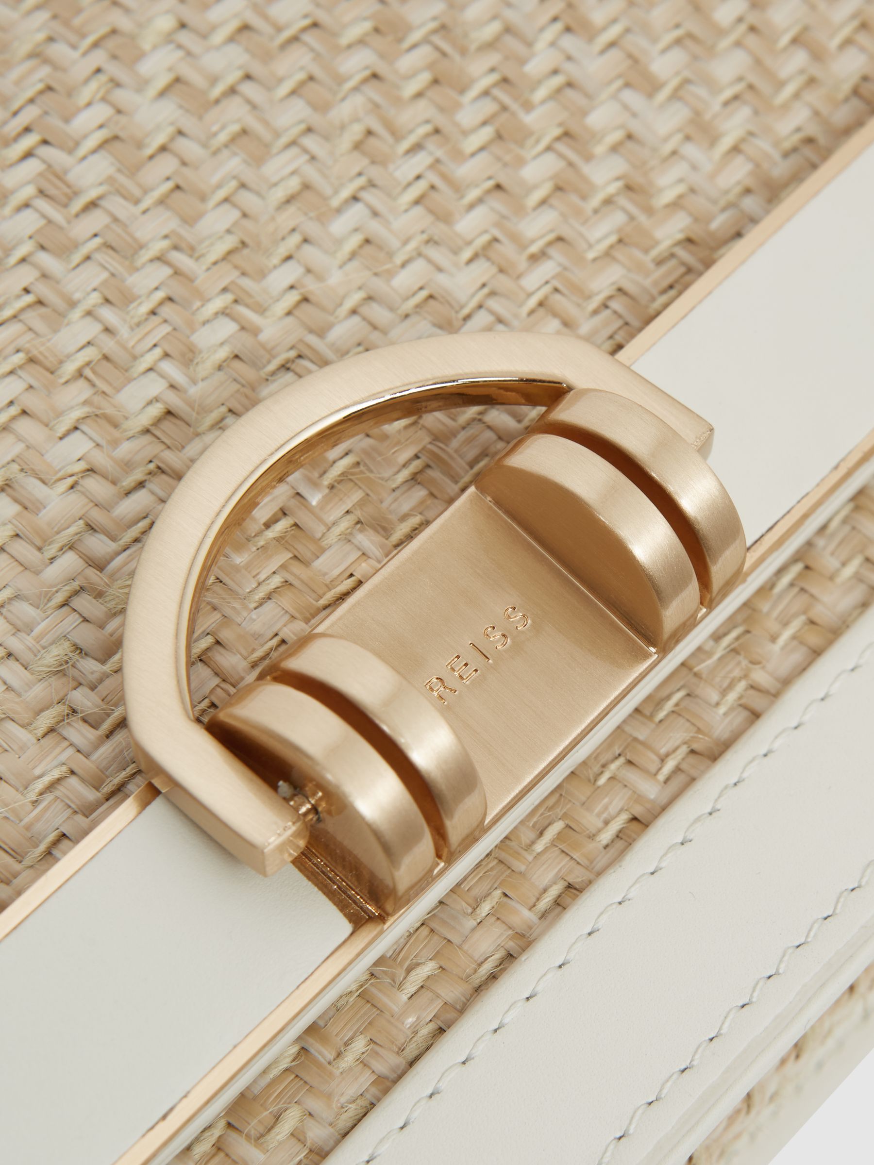 Small Raffia Clutch Bag in Natural/Off White - Image 6 of 6