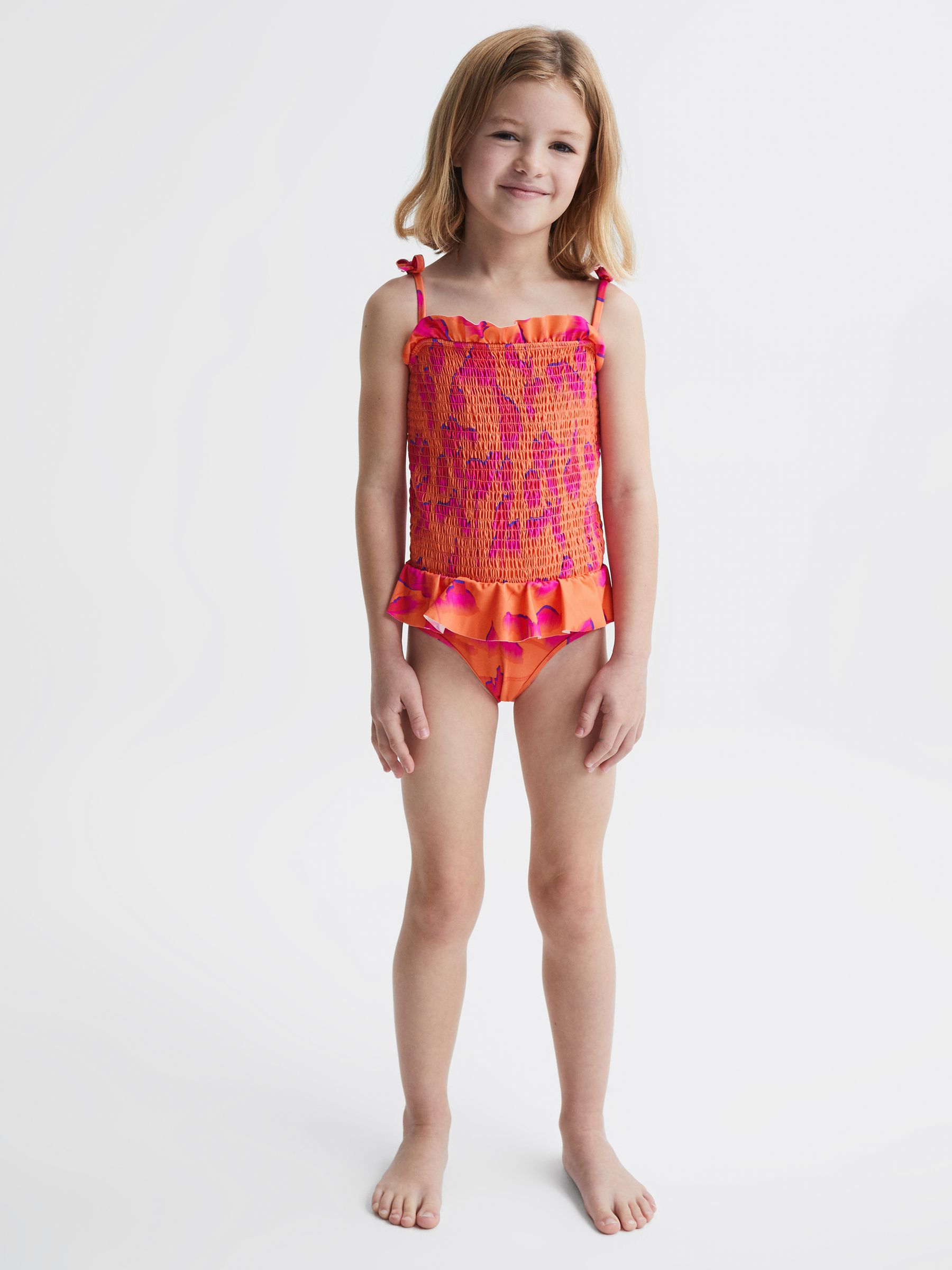 9-12 yrs Floral Swimsuit in Orange Print - Image 1 of 7