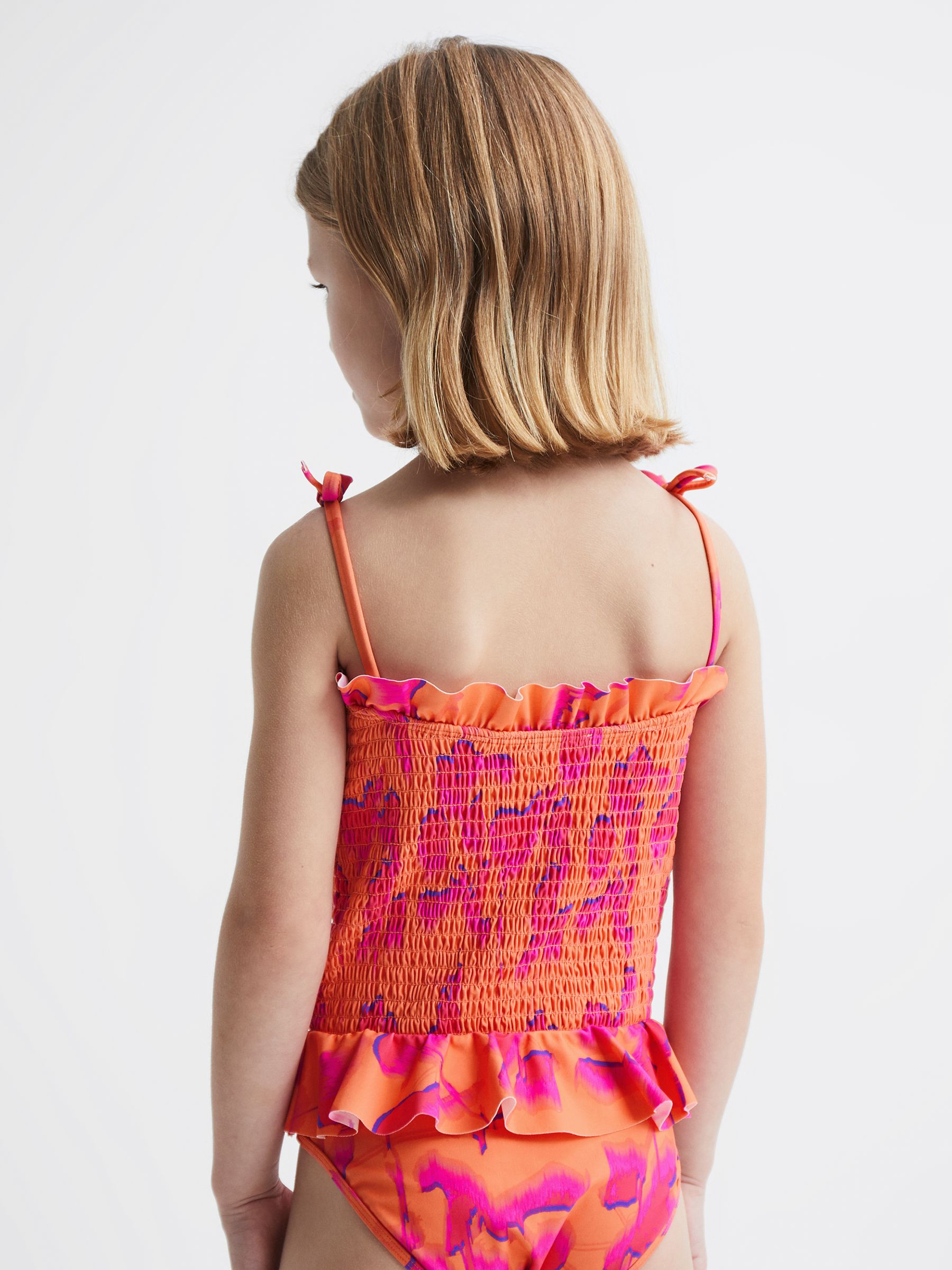 9-12 yrs Floral Swimsuit in Orange Print - Image 5 of 7