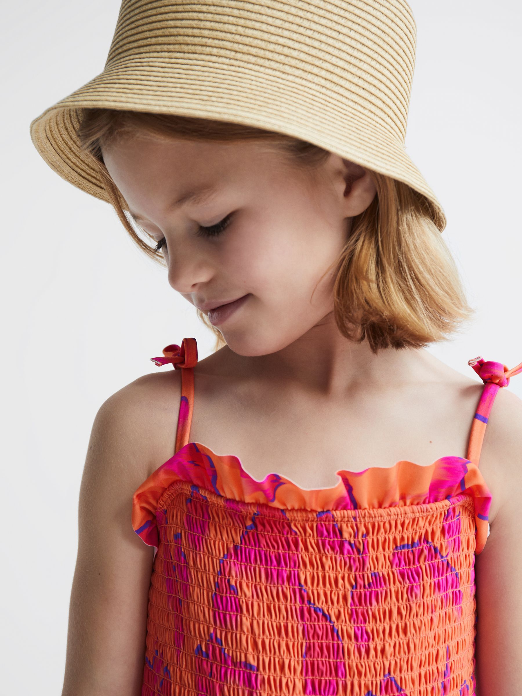 4-9 yrs Floral Swimsuit in Orange Print - Image 4 of 7