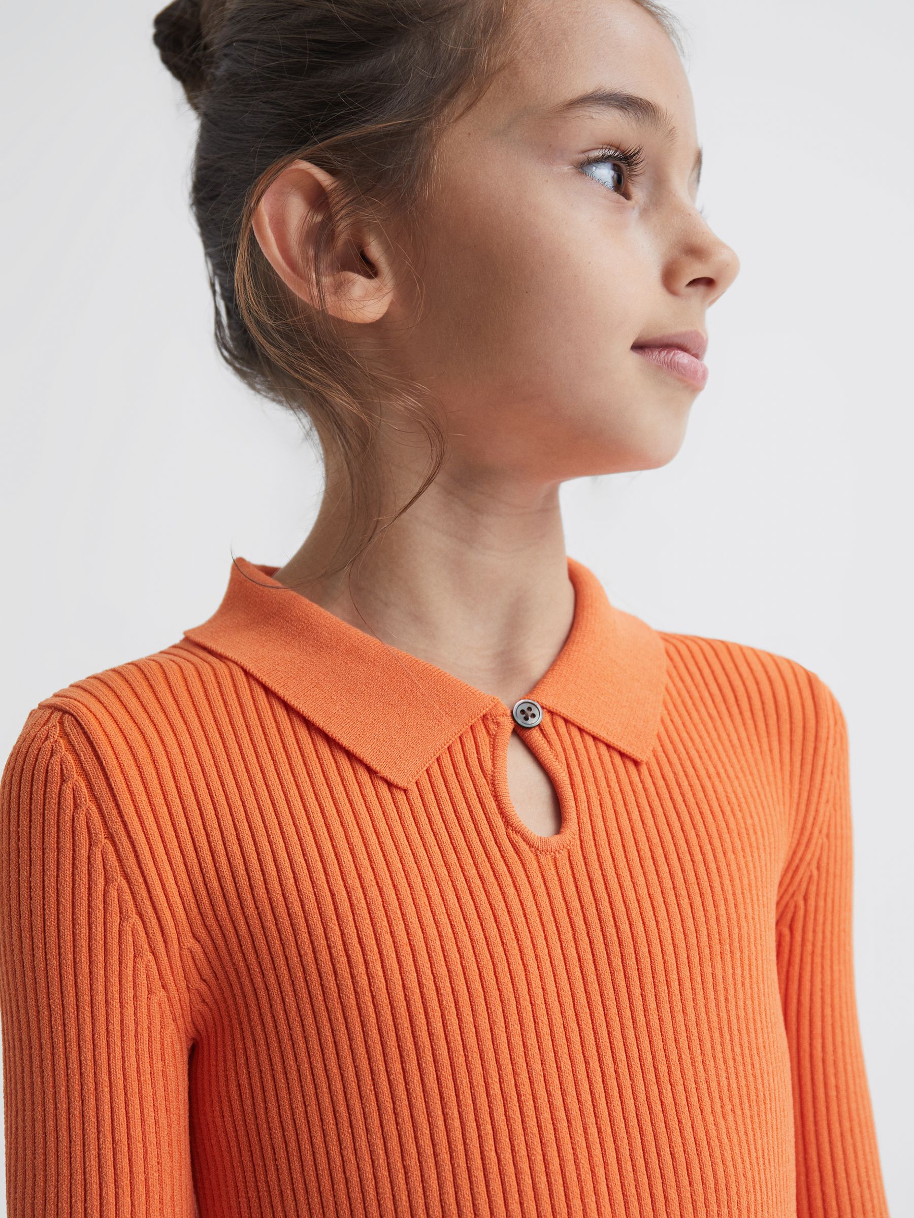 Knitted Fit and Flare Dress in Orange - Image 4 of 7