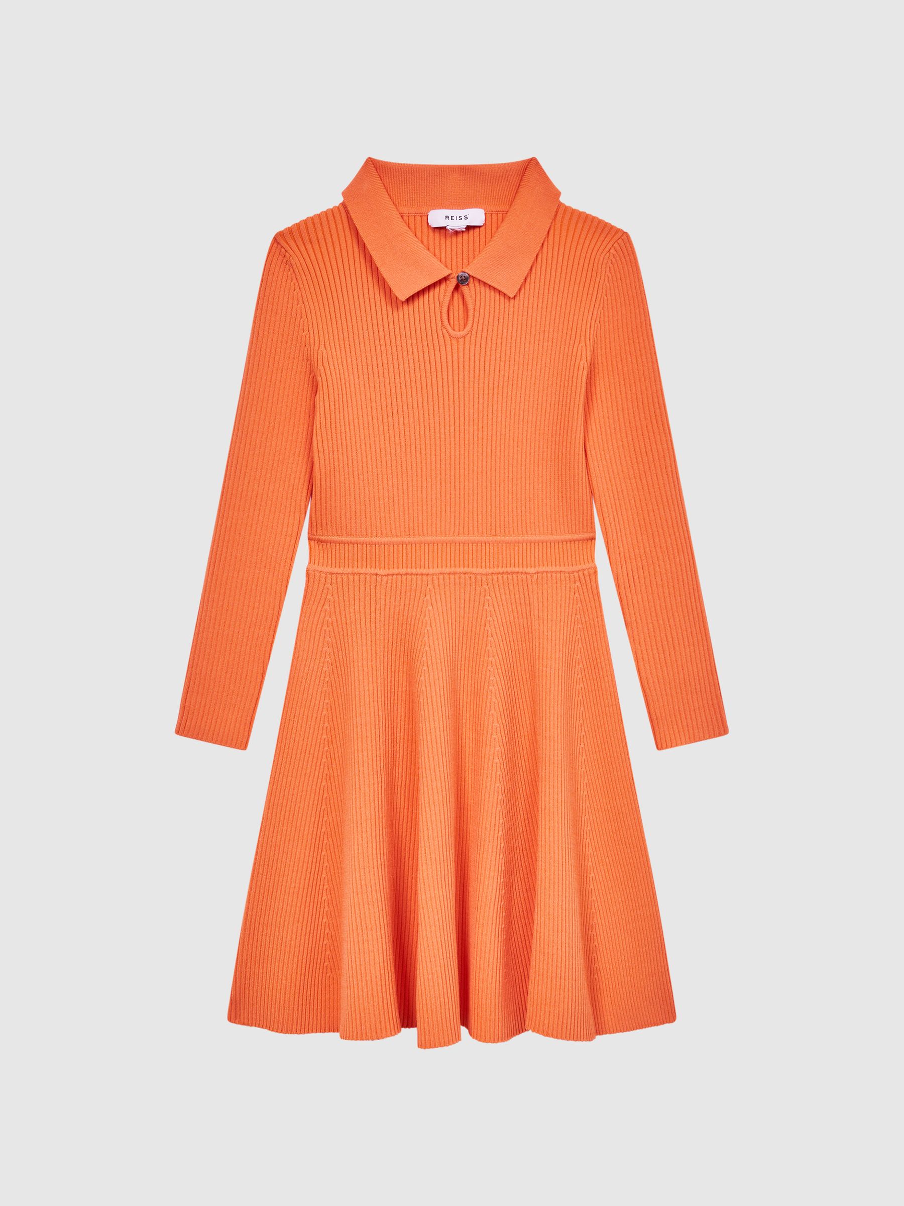 4-9 yrs Knitted Fit and Flare Dress in Orange - Image 2 of 7