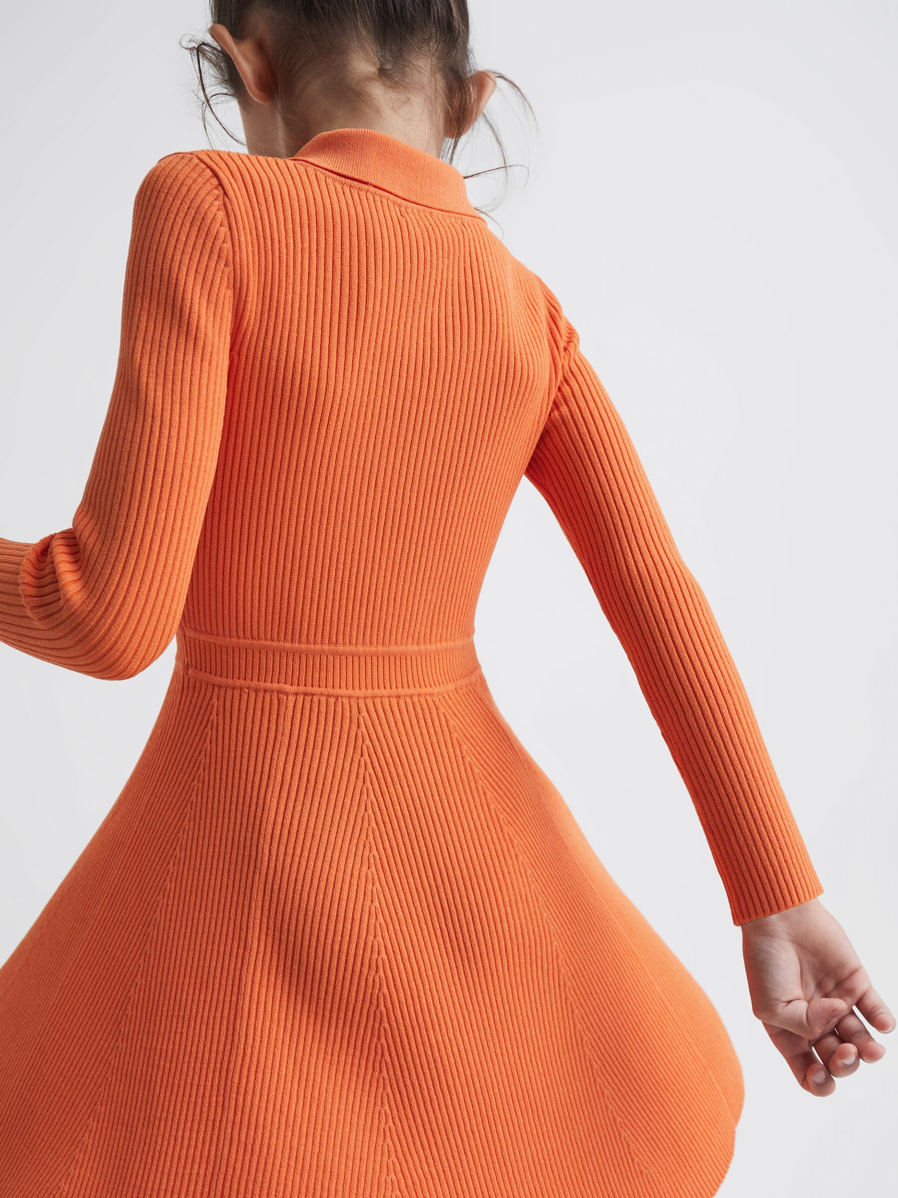 4-9 yrs Knitted Fit and Flare Dress in Orange - Image 6 of 7