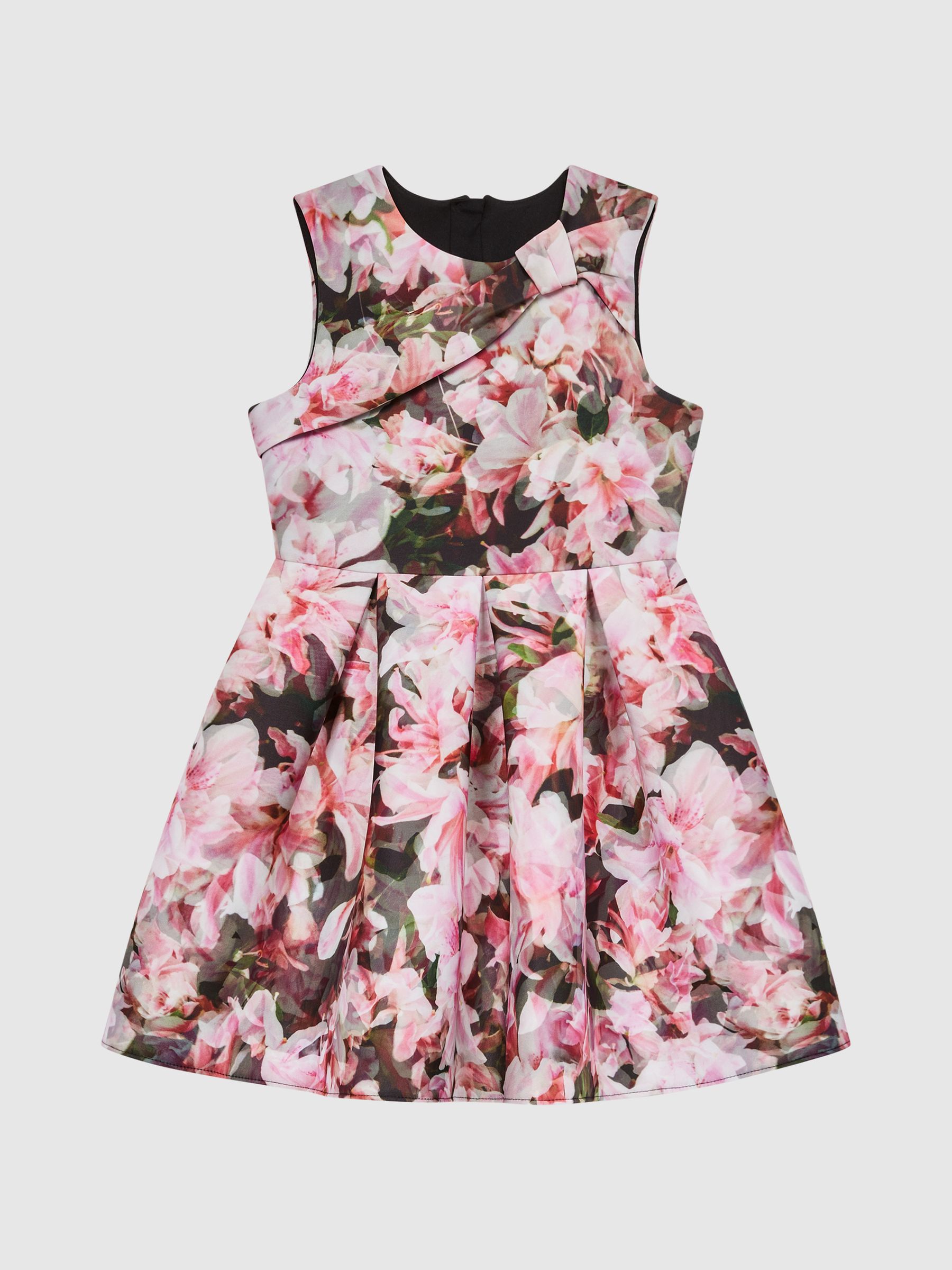 Scuba Floral Printed Dress in Pink Print - Image 2 of 6