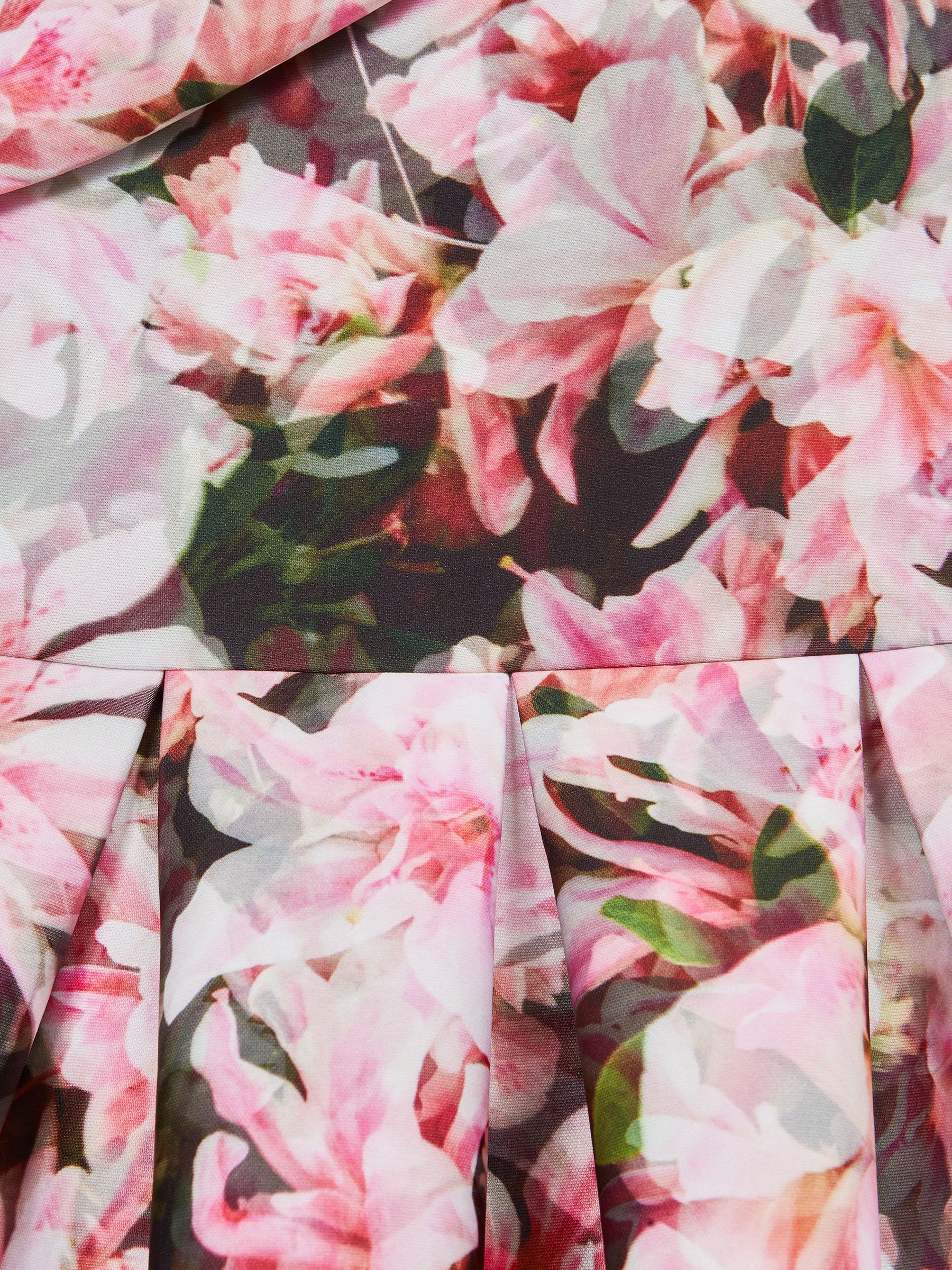 Scuba Floral Printed Dress in Pink Print - Image 6 of 6