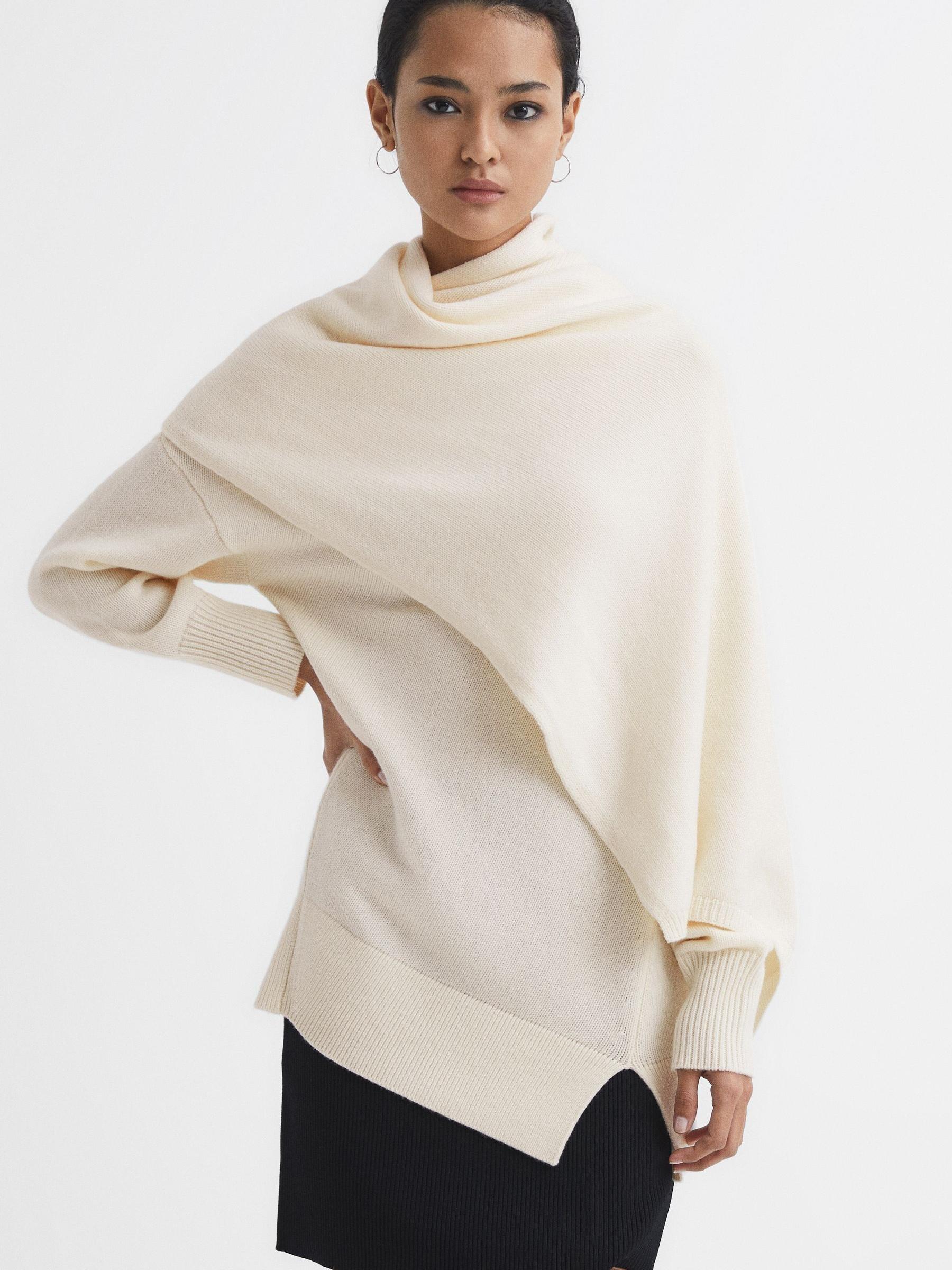 Shawl Collar Knitted Top in Cream - Image 3 of 6