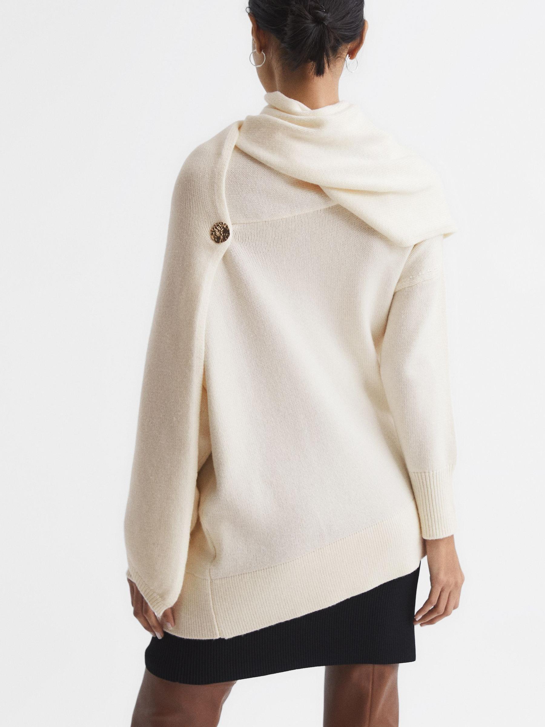 Shawl Collar Knitted Top in Cream - Image 5 of 6