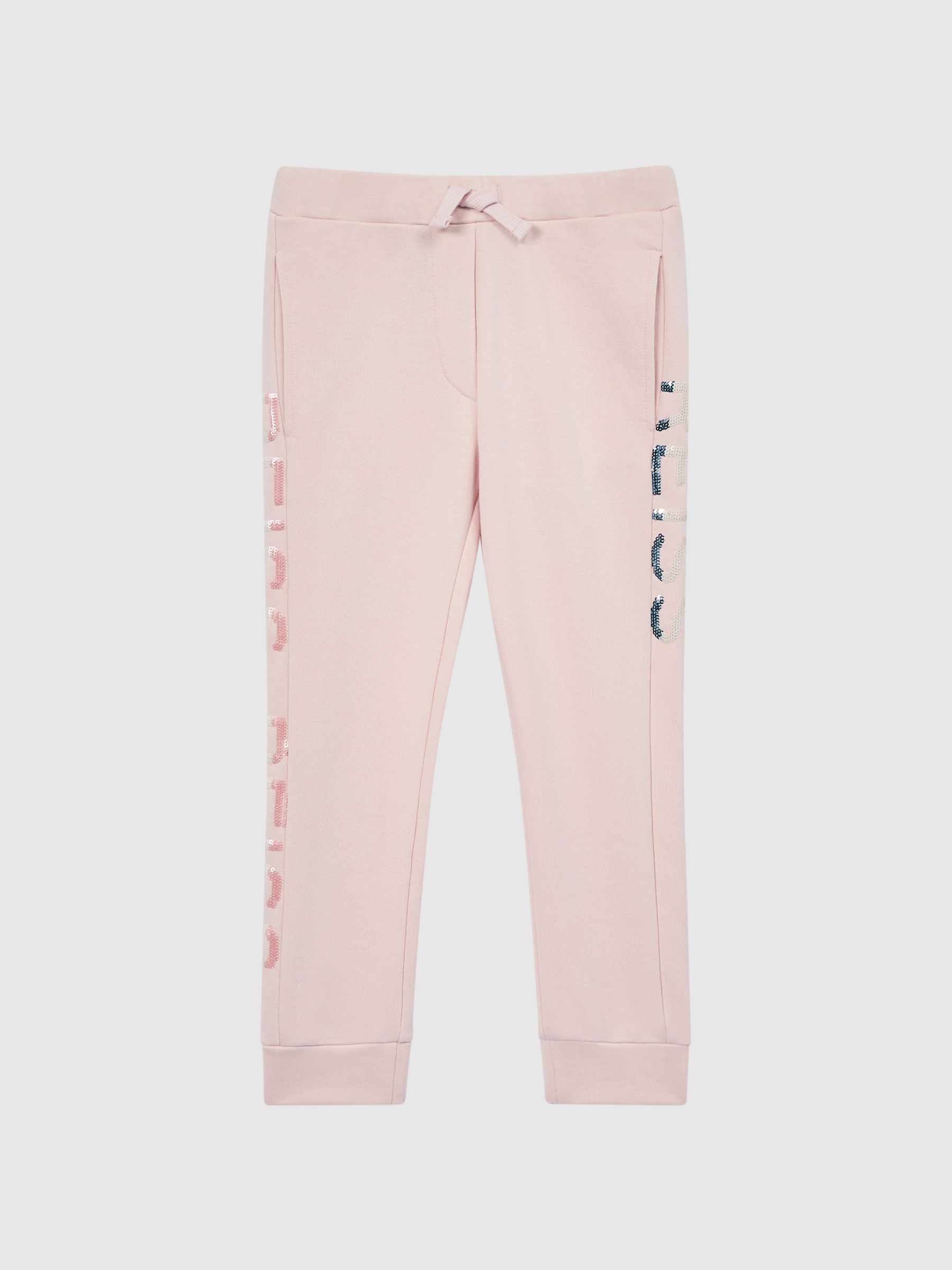 Junior Sequin Joggers in Soft Pink - Image 2 of 6 Junior Sequin Joggers in Soft Pink - Image 2 of 6