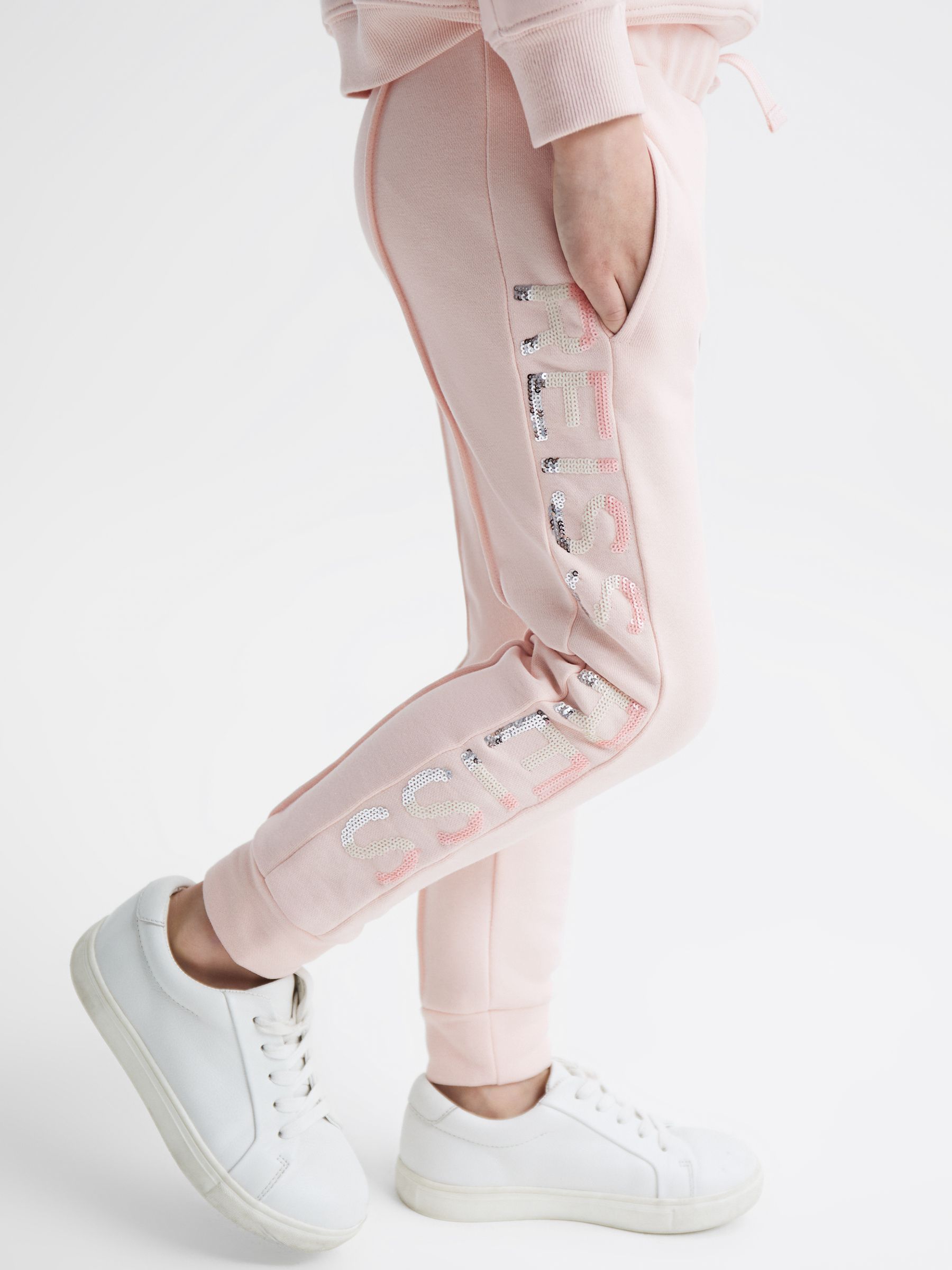 Junior Sequin Joggers in Soft Pink - Image 4 of 6