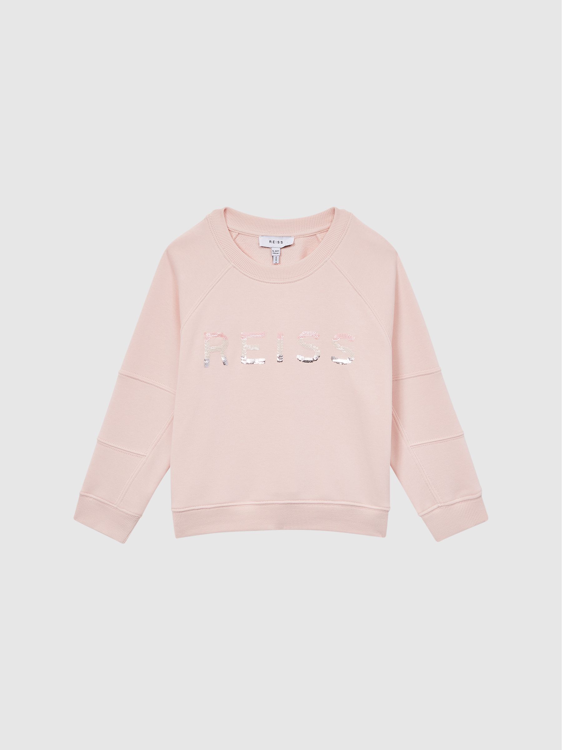 Senior Sequin Crew Neck Jumper in Soft Pink - Image 2 of 6