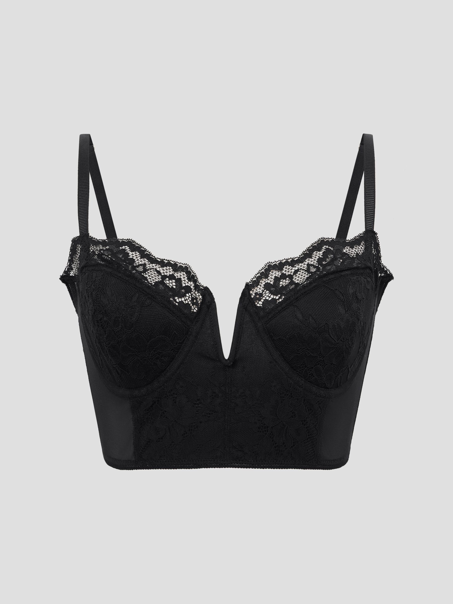 Lace Cropped Corset in Black - Image 2 of 7