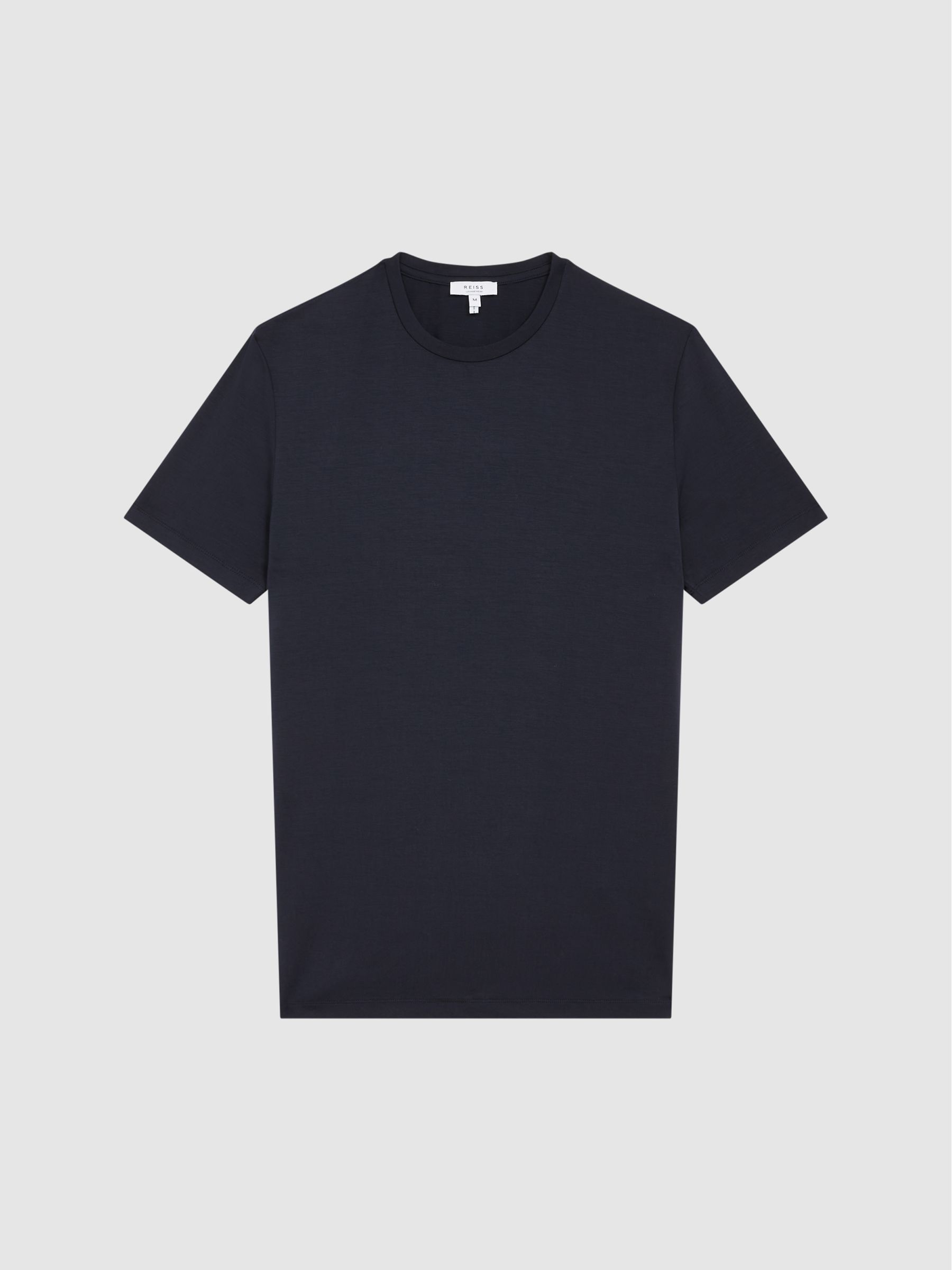 Mercerised Crew Neck T-Shirt in Navy - Image 2 of 6