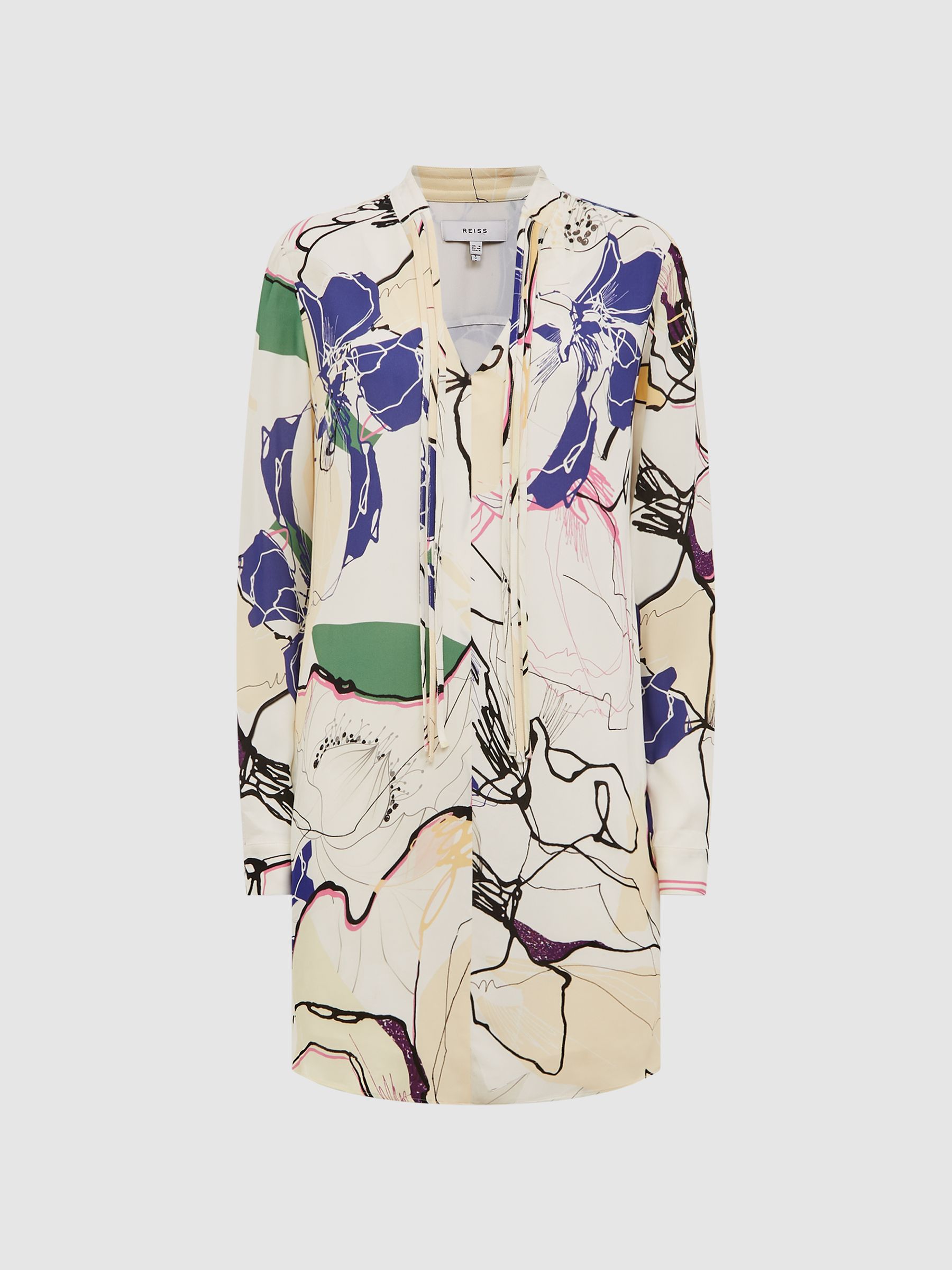 Printed Shift Dress in Ivory - Image 2 of 5