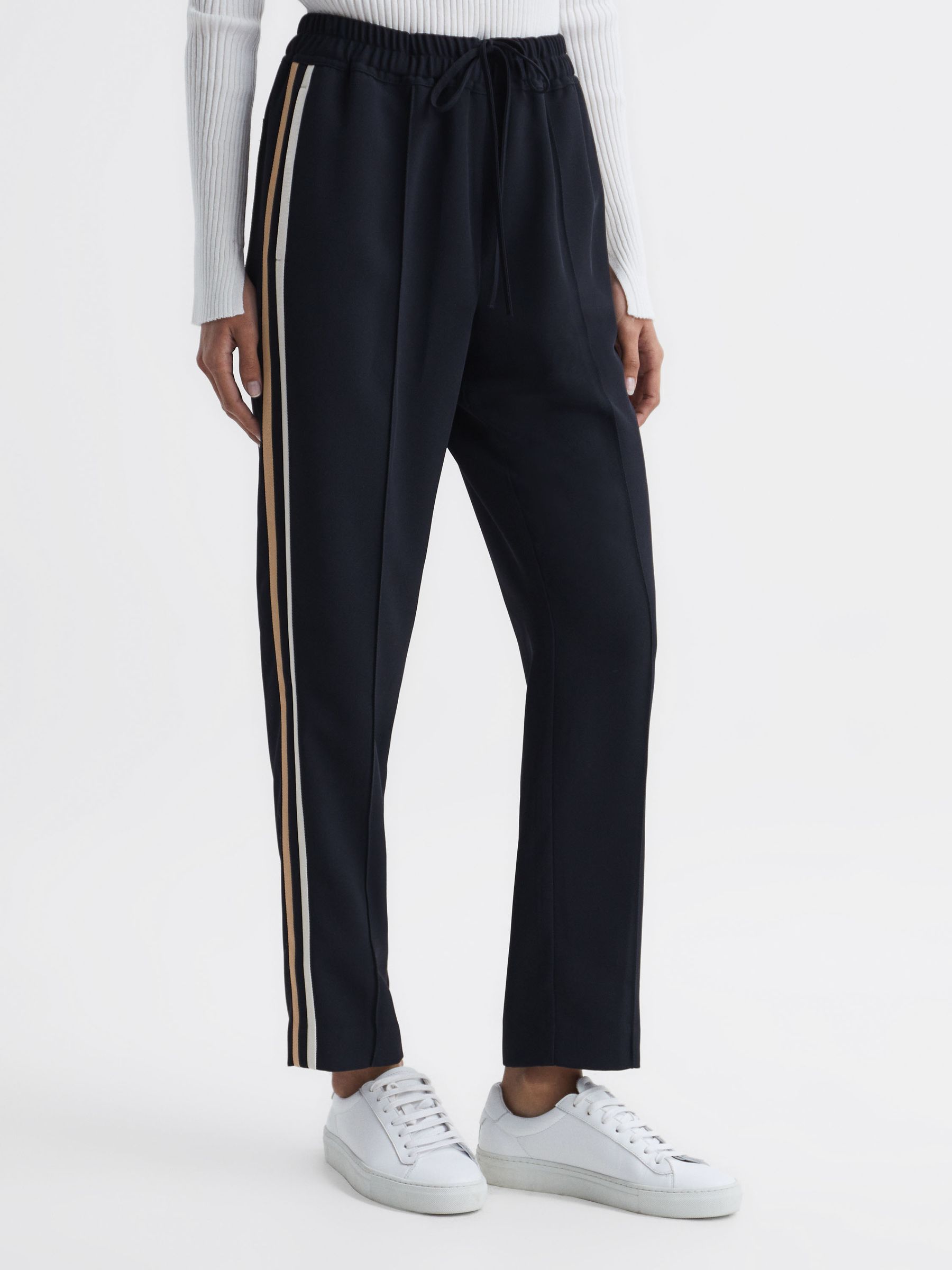 Petite Tapered Leg Pull-on Trousers in Navy - Image 3 of 14
