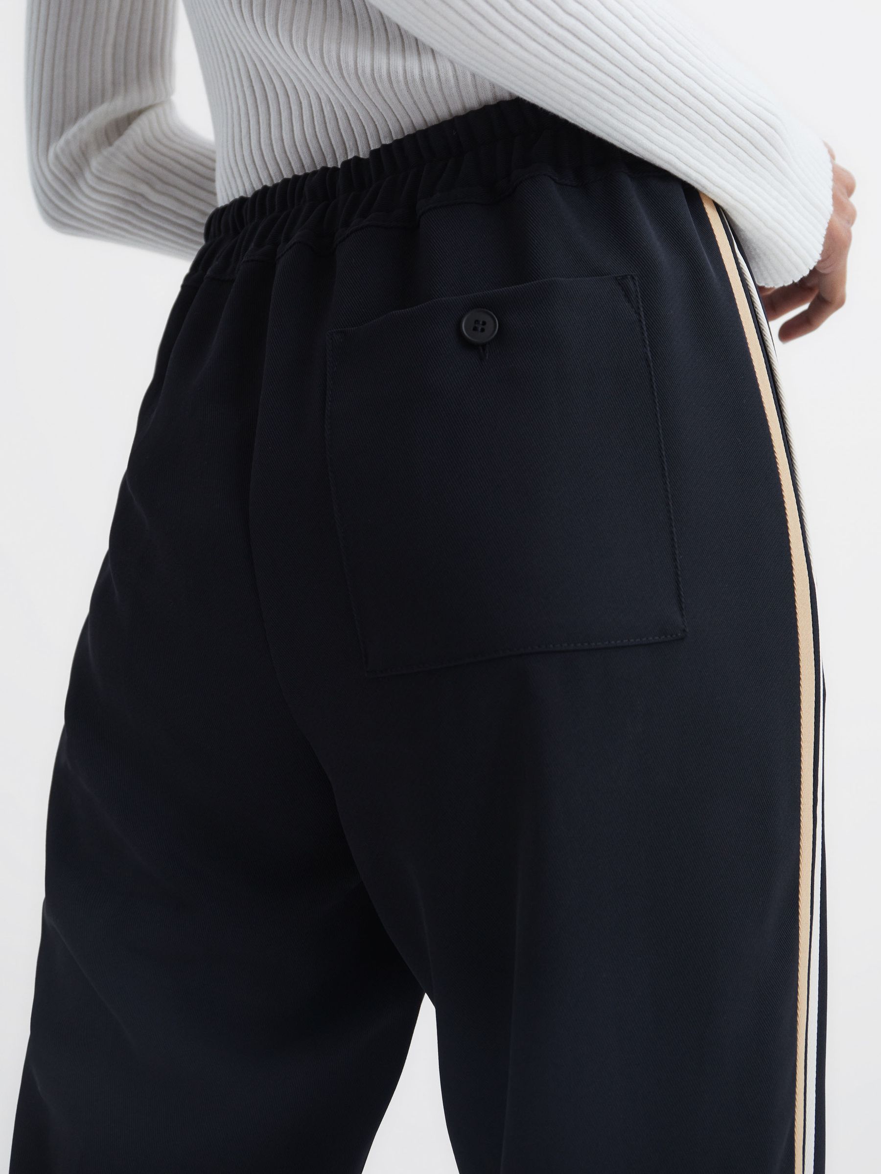Petite Tapered Leg Pull-on Trousers in Navy - Image 6 of 14