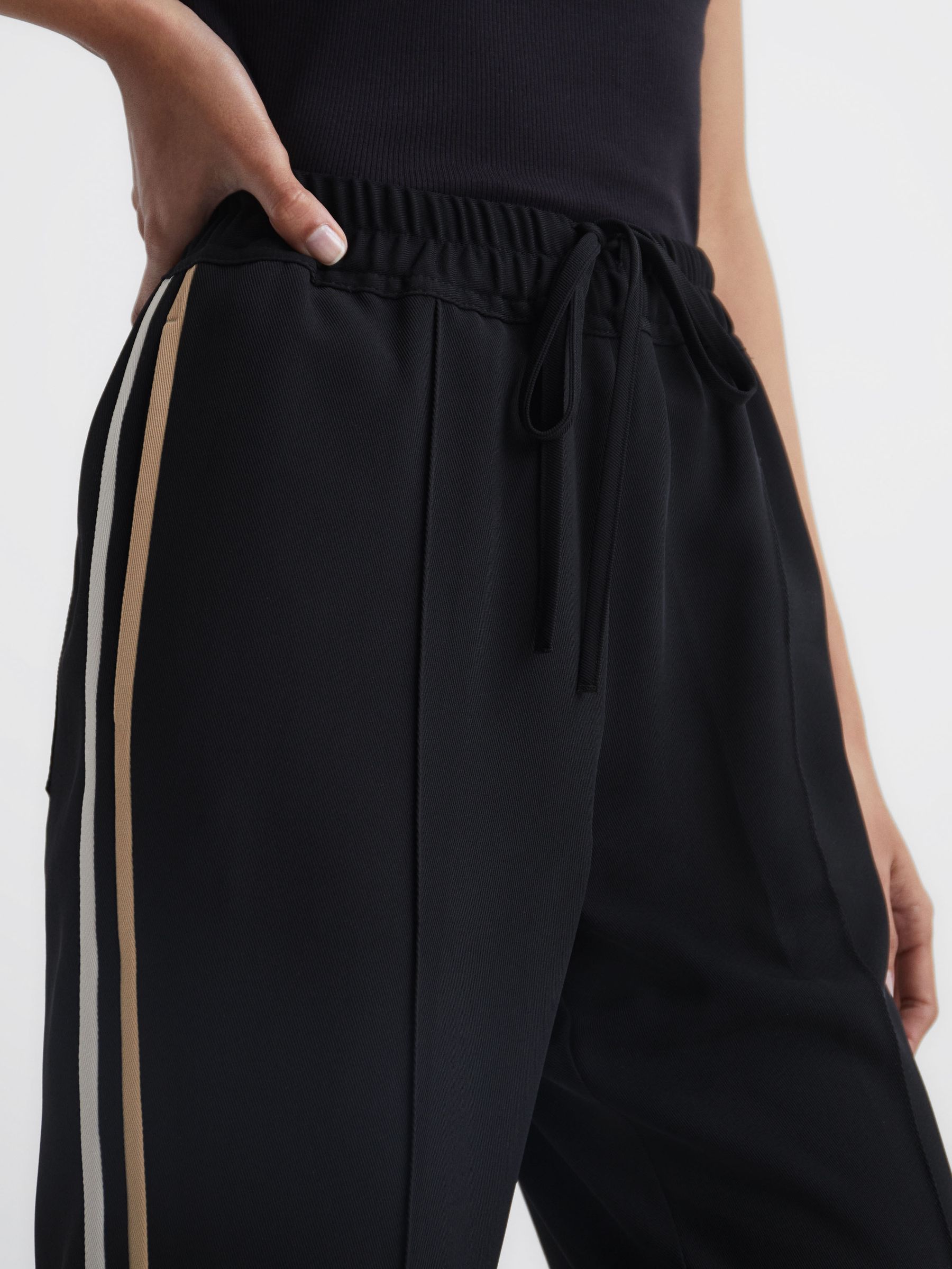 Petite Tapered Leg Pull-on Trousers in Black - Image 4 of 8