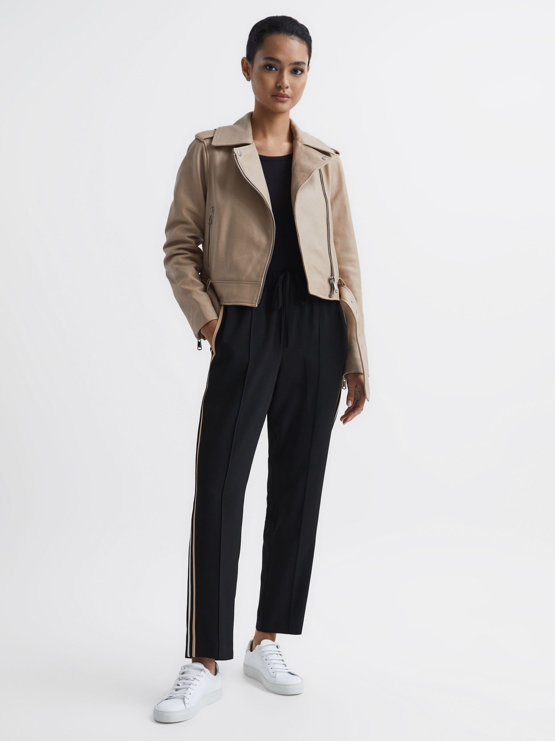 Petite Tapered Leg Pull-on Trousers in Black - Image 6 of 8