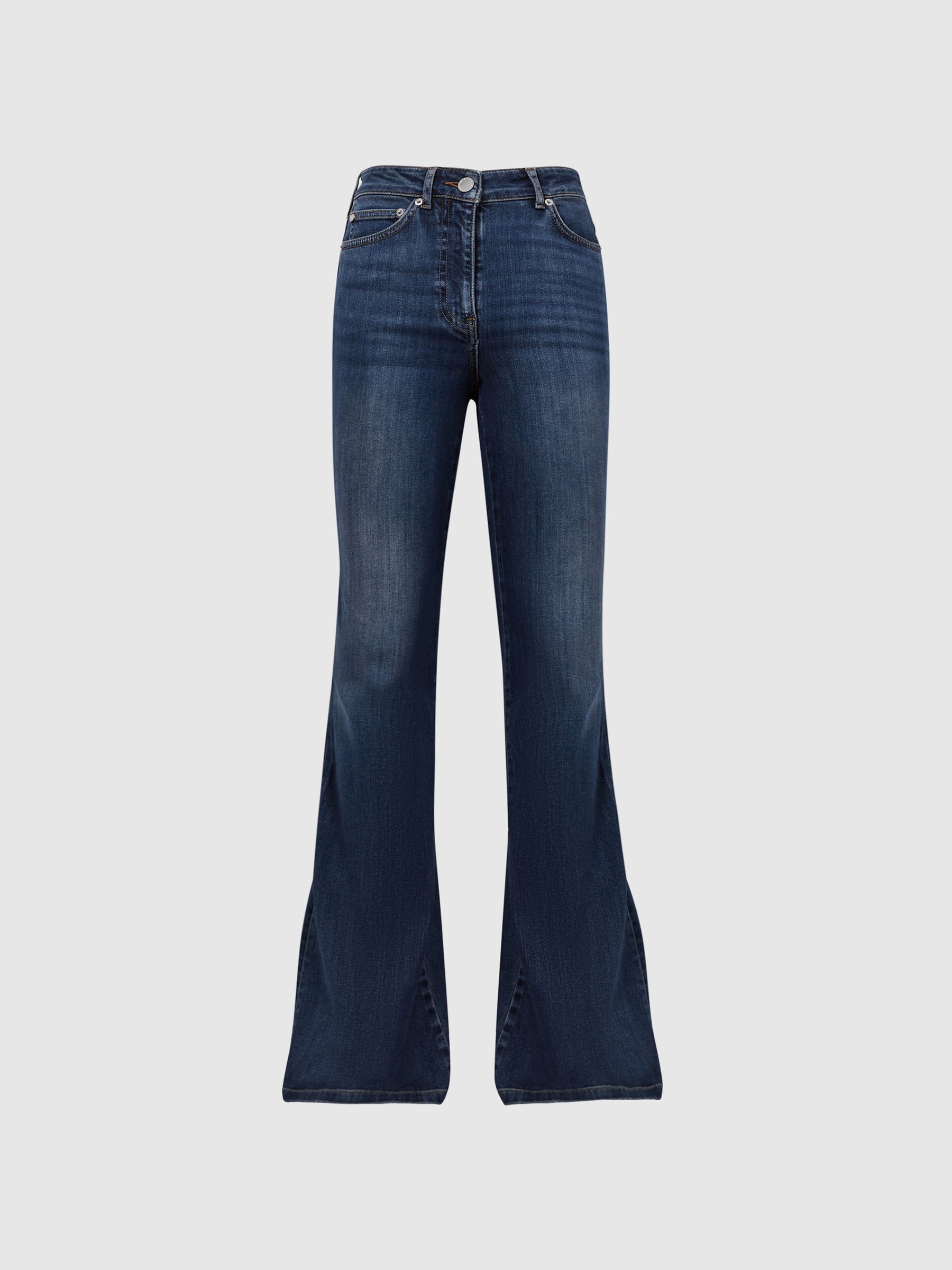 Petite High Rise Flared Jeans in Mid Blue - Image 2 of 6