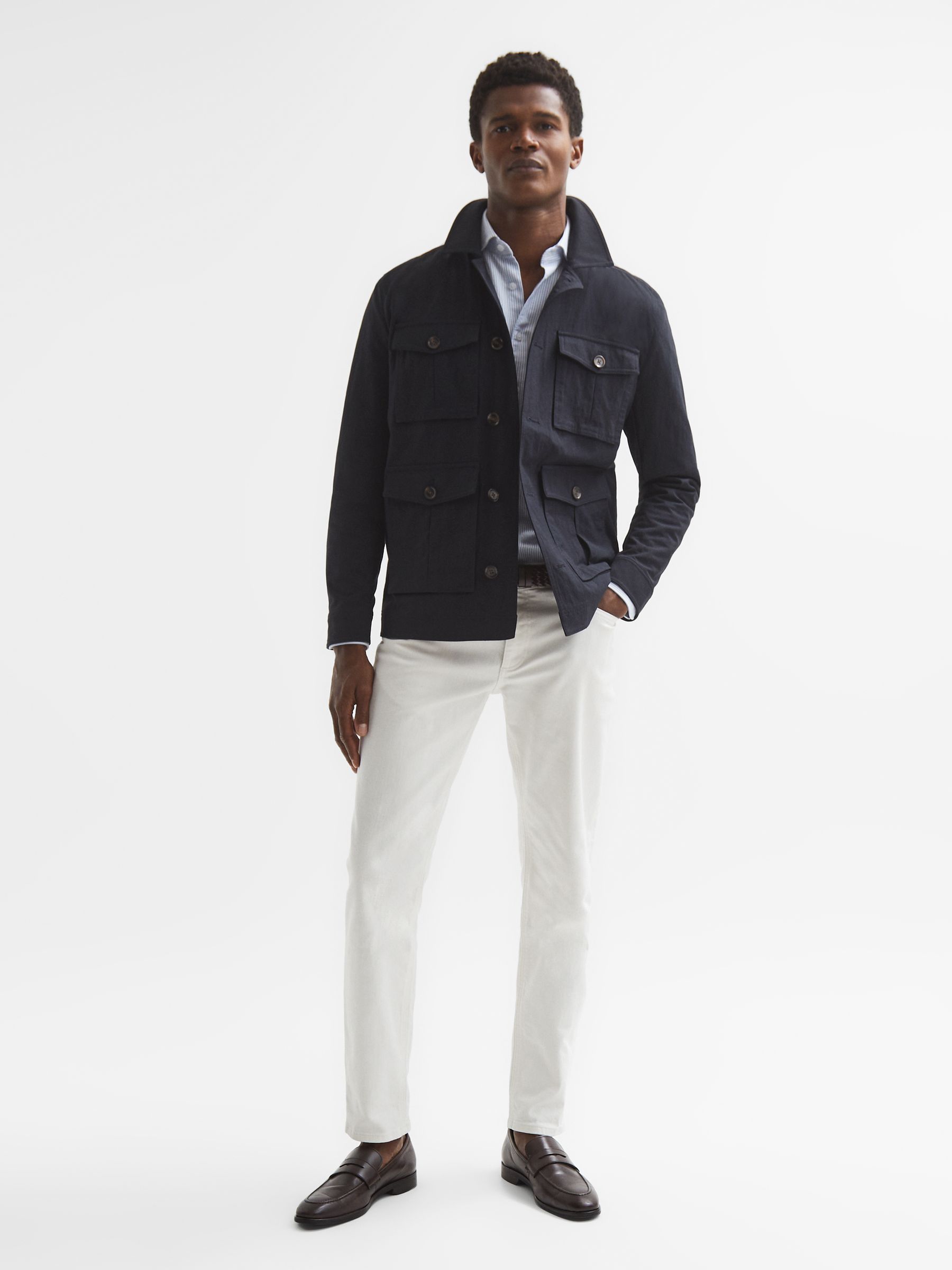 Four Pocket Field Jacket in Navy - Image 3 of 6