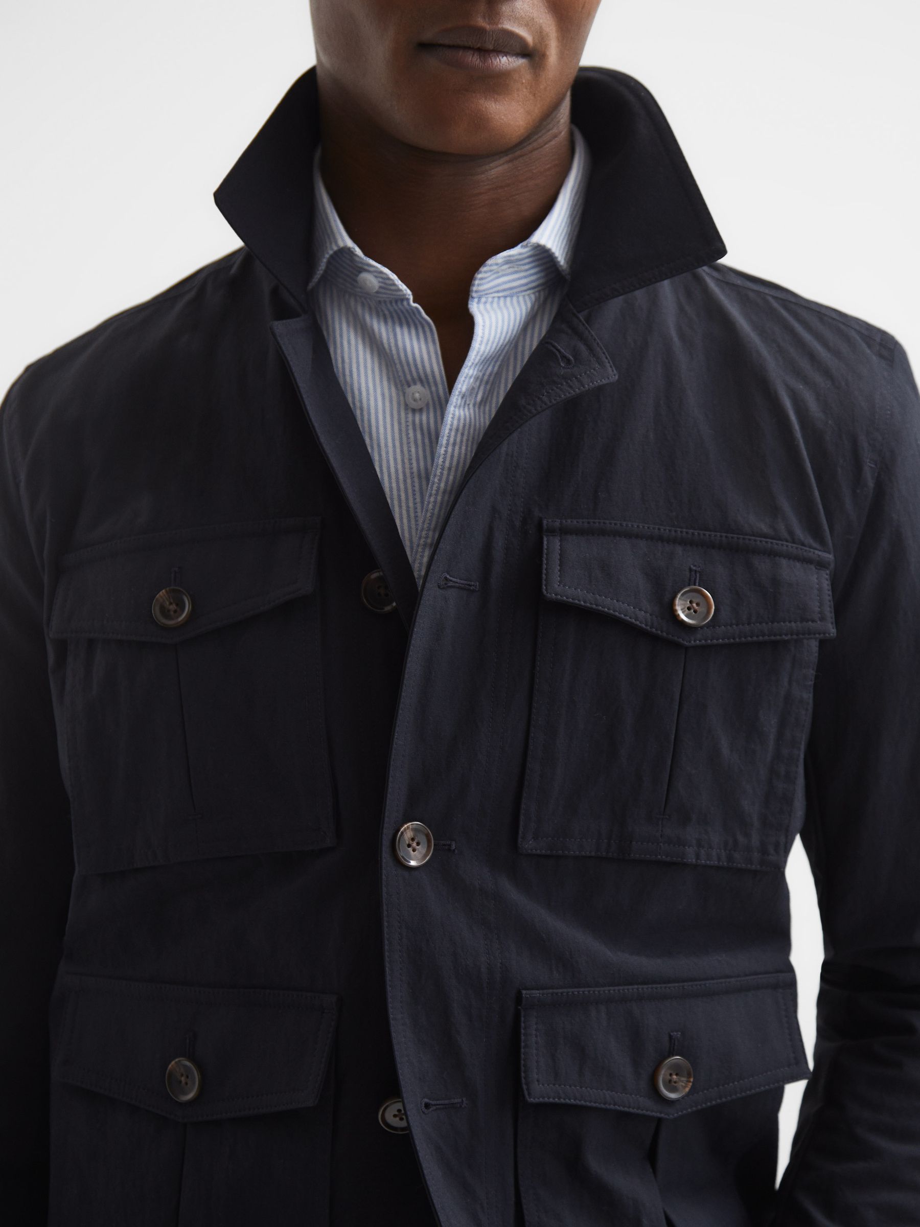 Four Pocket Field Jacket in Navy - Image 4 of 6