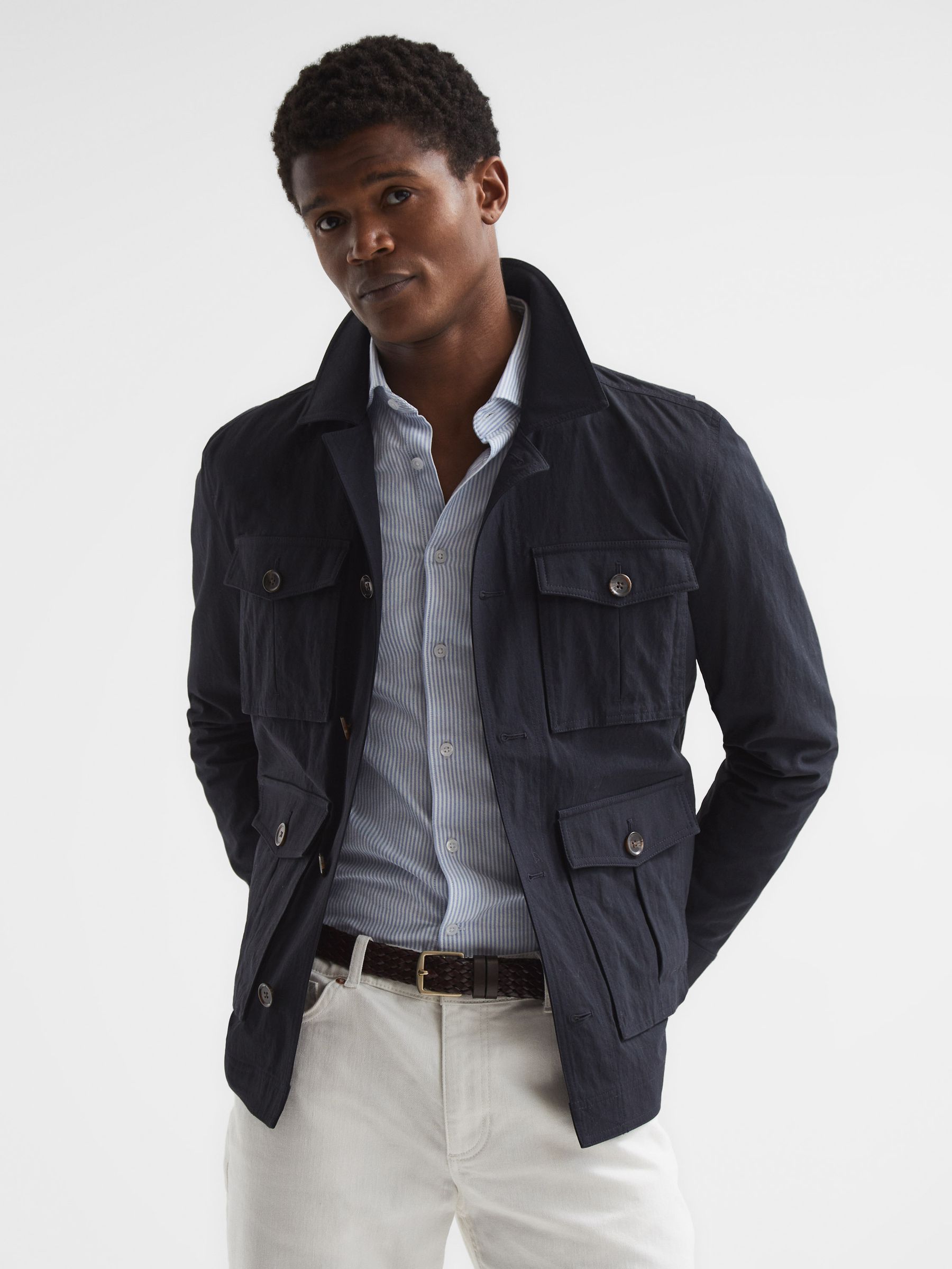 Four Pocket Field Jacket in Navy - Image 6 of 6