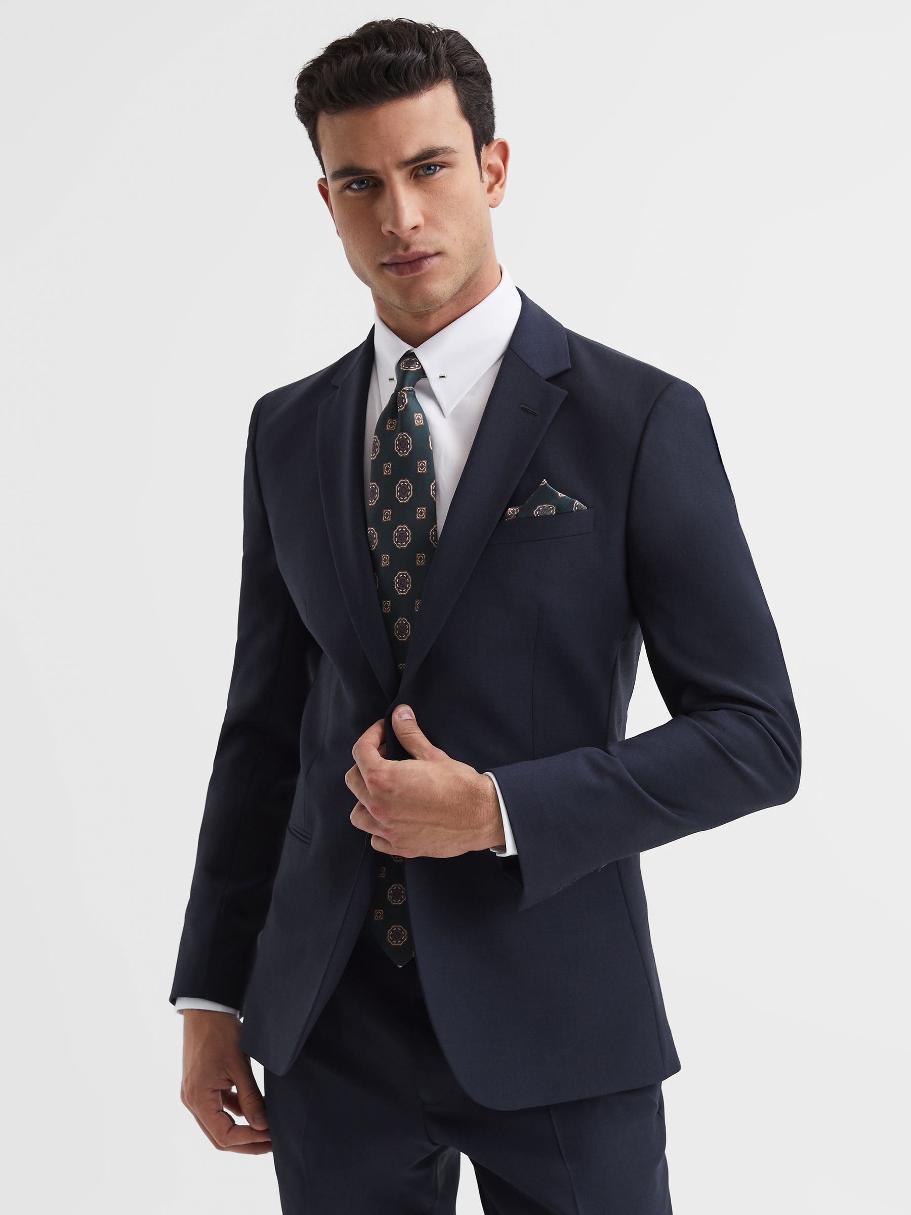 Modern Fit Travel Blazer in Navy - Image 1 of 5