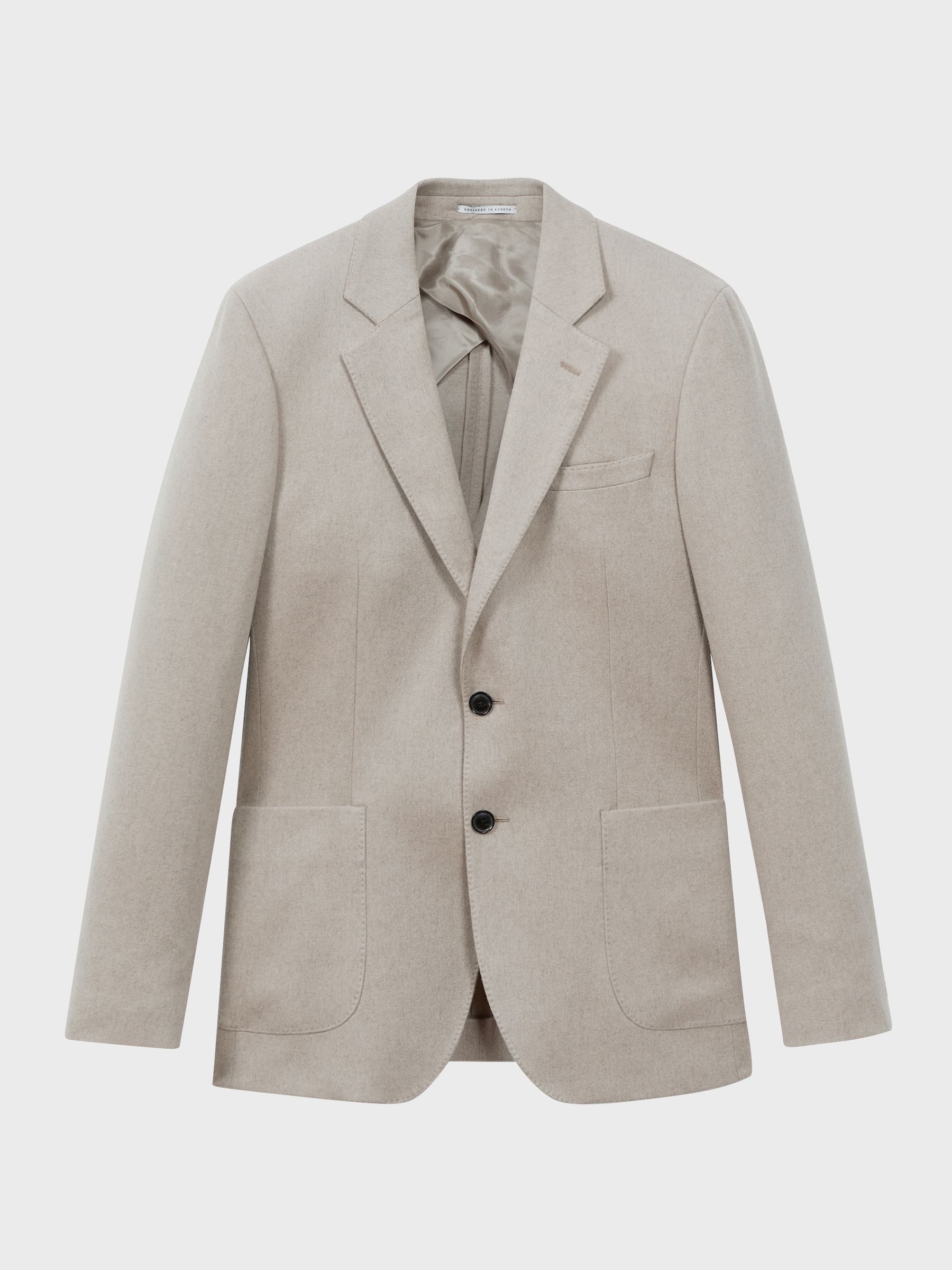 Atelier Italian Cashmere Modern Fit Single Breasted Blazer in Oatmeal - Image 2 of 7