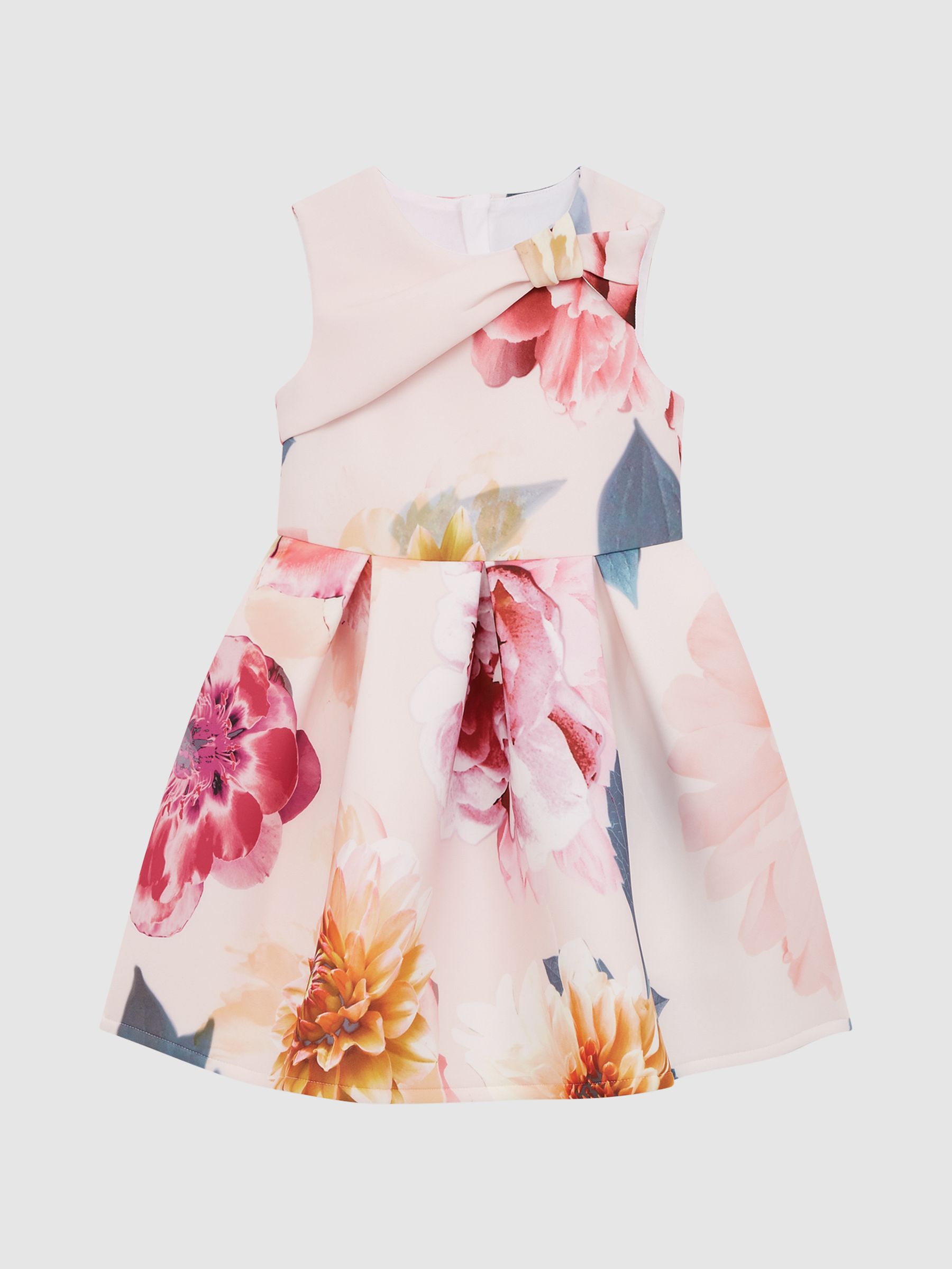 4-9 yrs Scuba Floral Printed Dress in Pink - Image 2 of 6