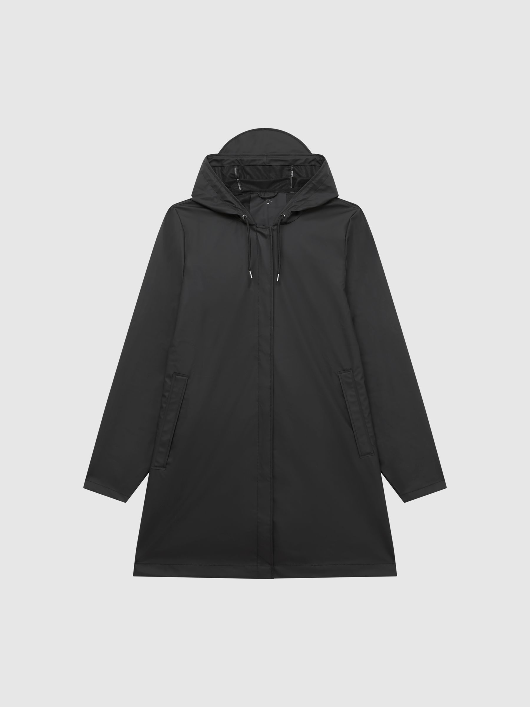 Rains Hooded A-line Jacket in Black - Image 2 of 5 Rains Hooded A-line Jacket in Black - Image 2 of 5