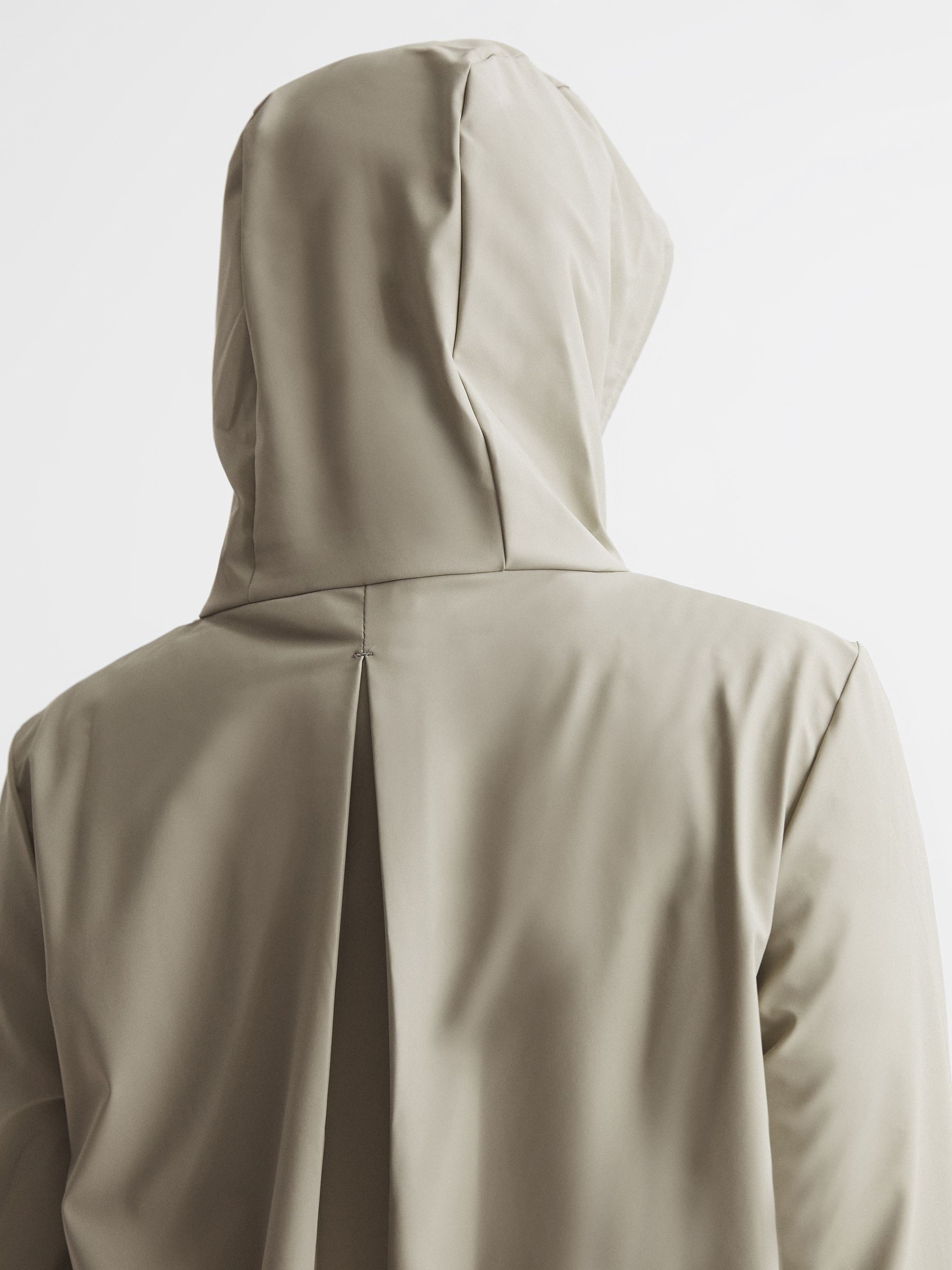 Rains Hooded A-line Jacket in Putty - Image 4 of 5