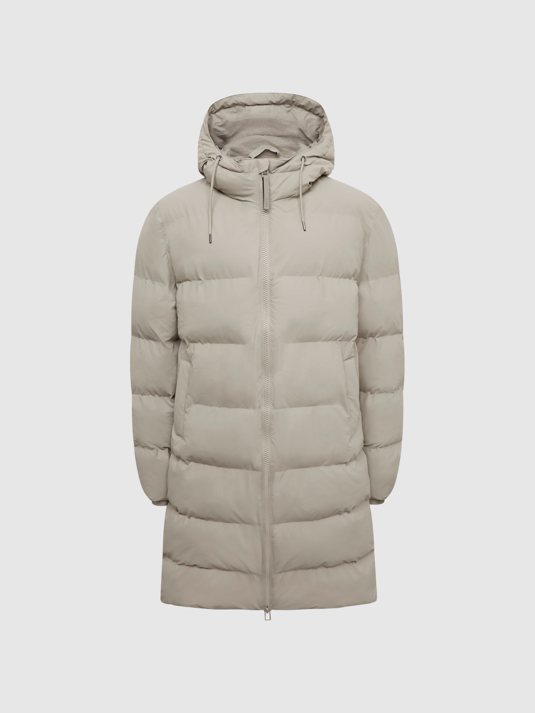 Rains Unisex Hooded Puffer Jacket in Putty - Image 2 of 5