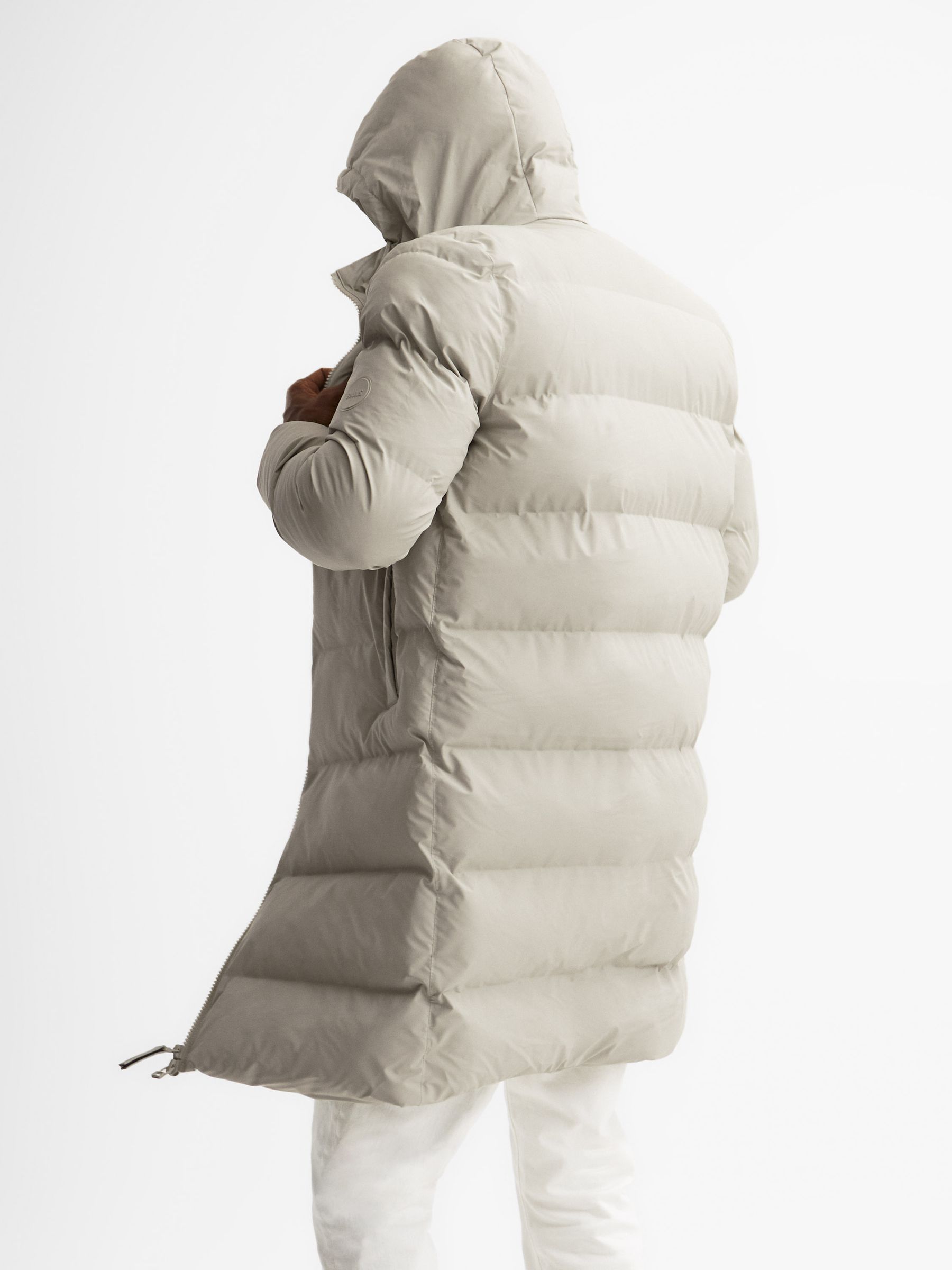 Rains Unisex Hooded Puffer Jacket in Putty - Image 5 of 5