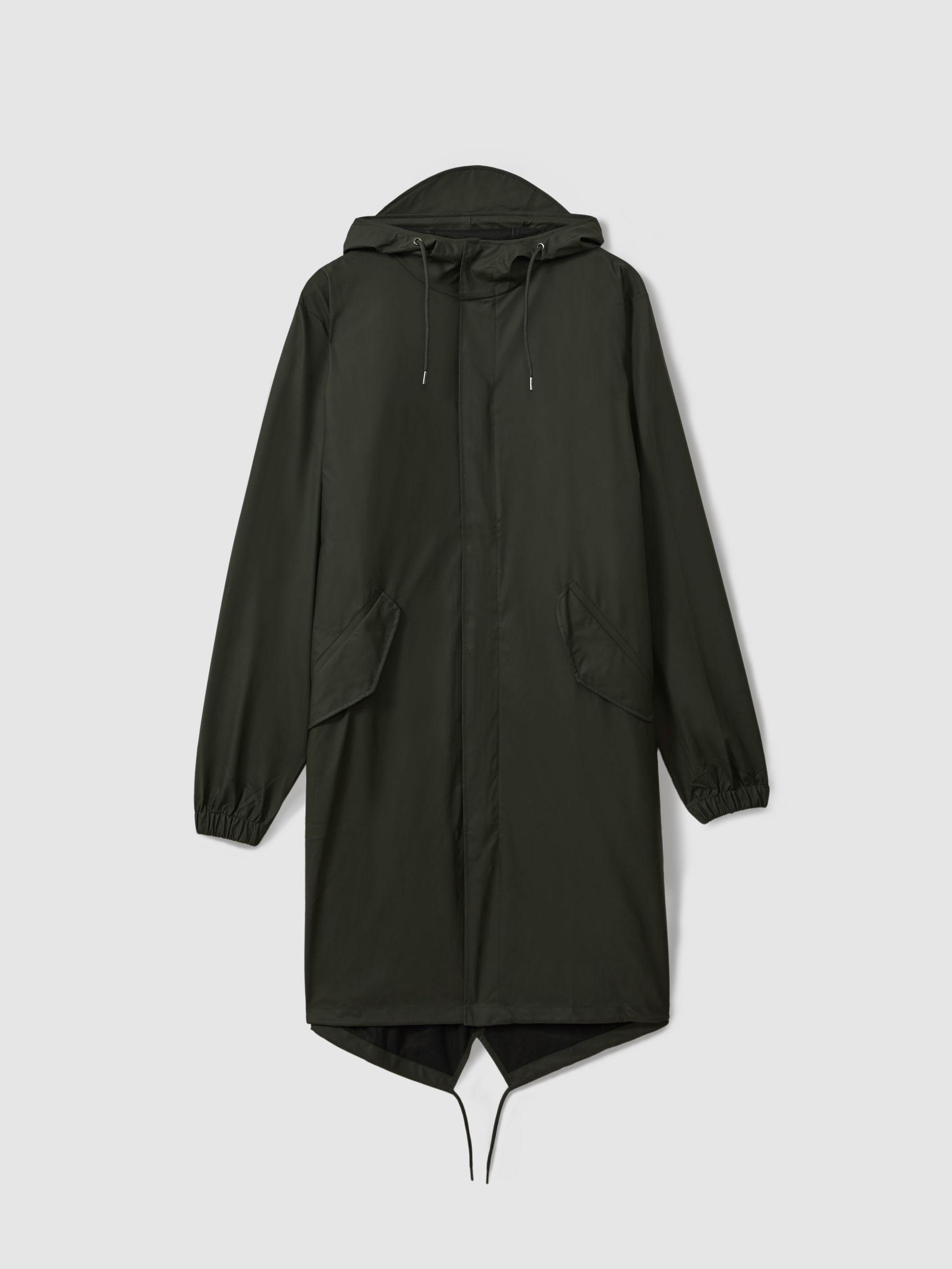 Rains Fishtail Parka in Dark Green - Image 2 of 9