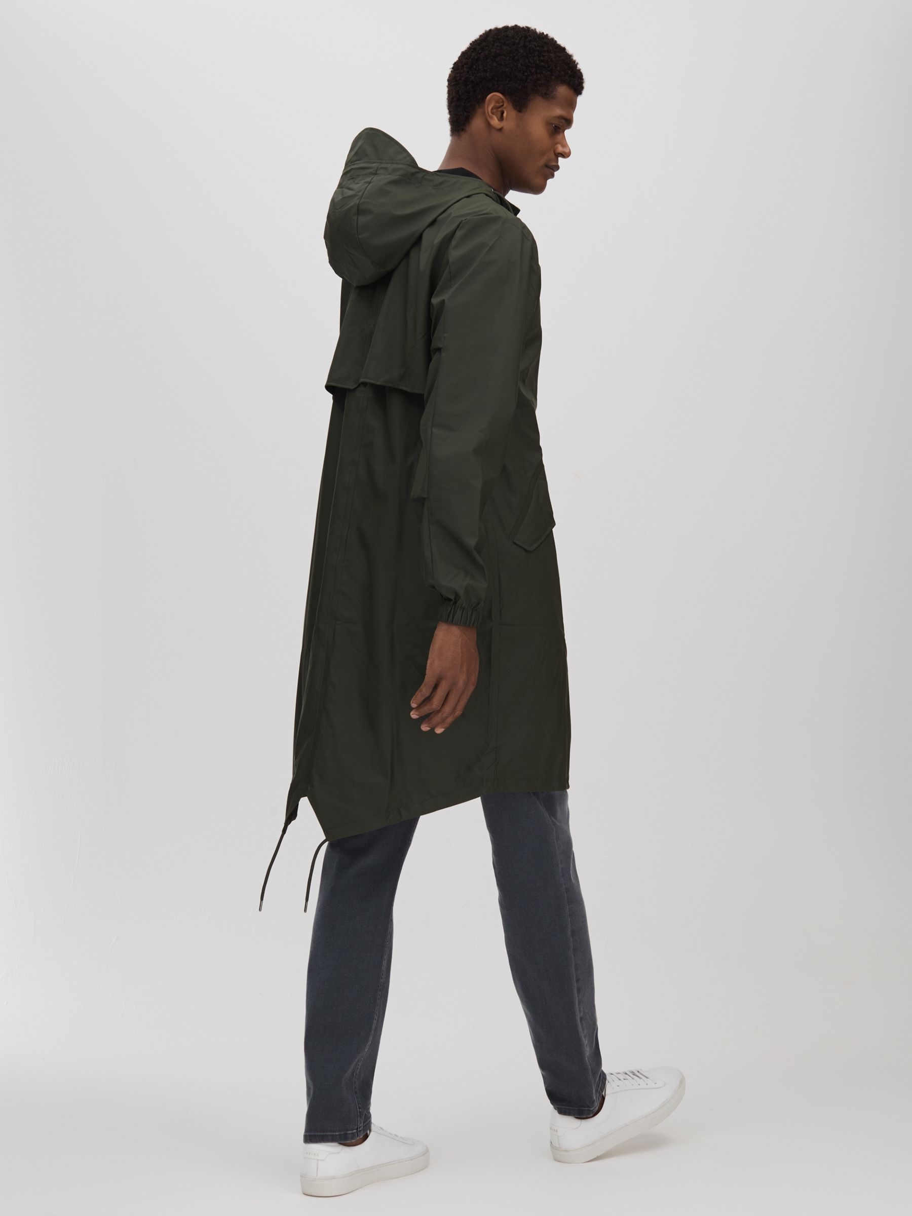 Rains Fishtail Parka in Dark Green - Image 5 of 9