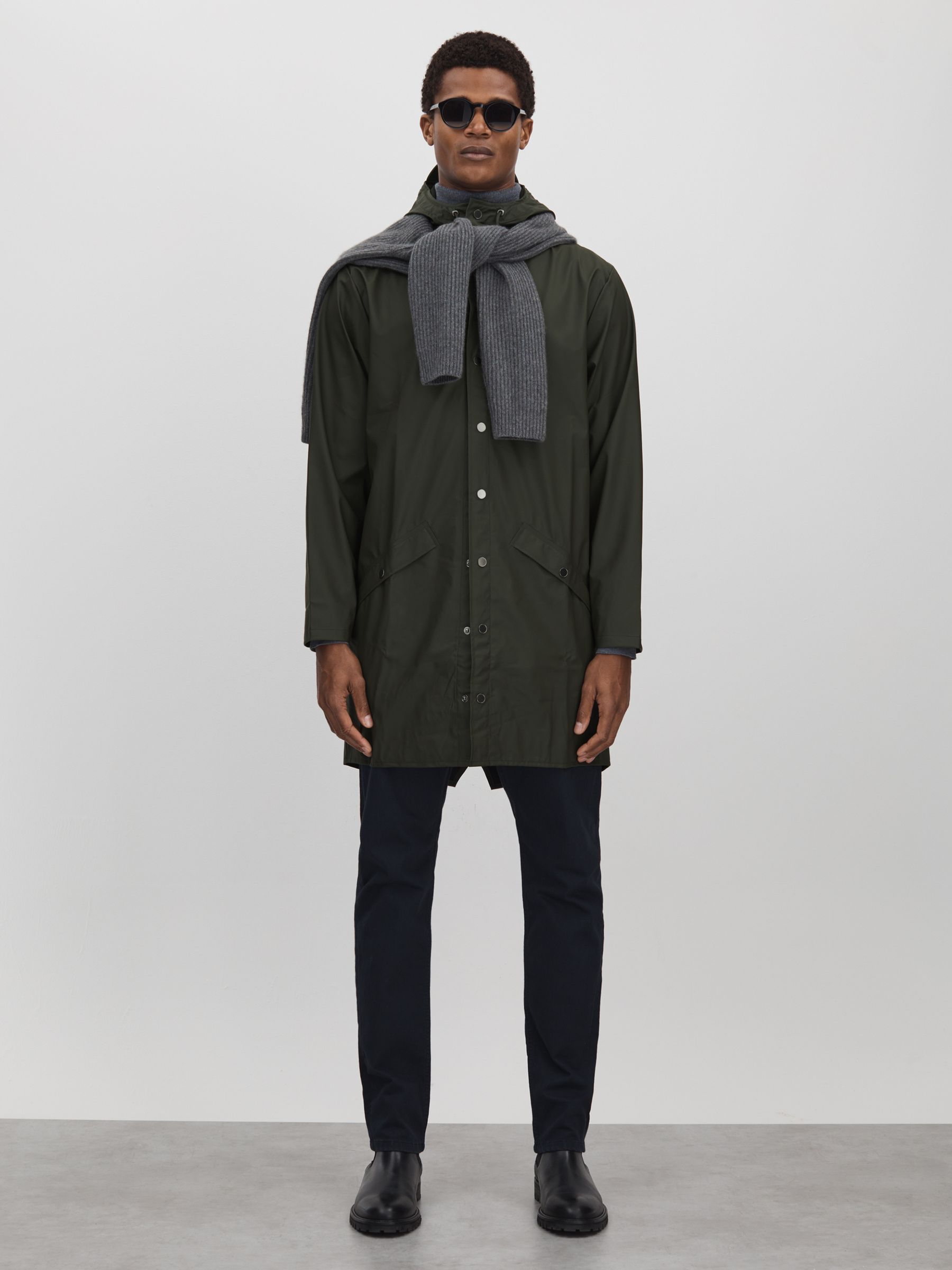 Rains Fishtail Parka in Dark Green - Image 6 of 9