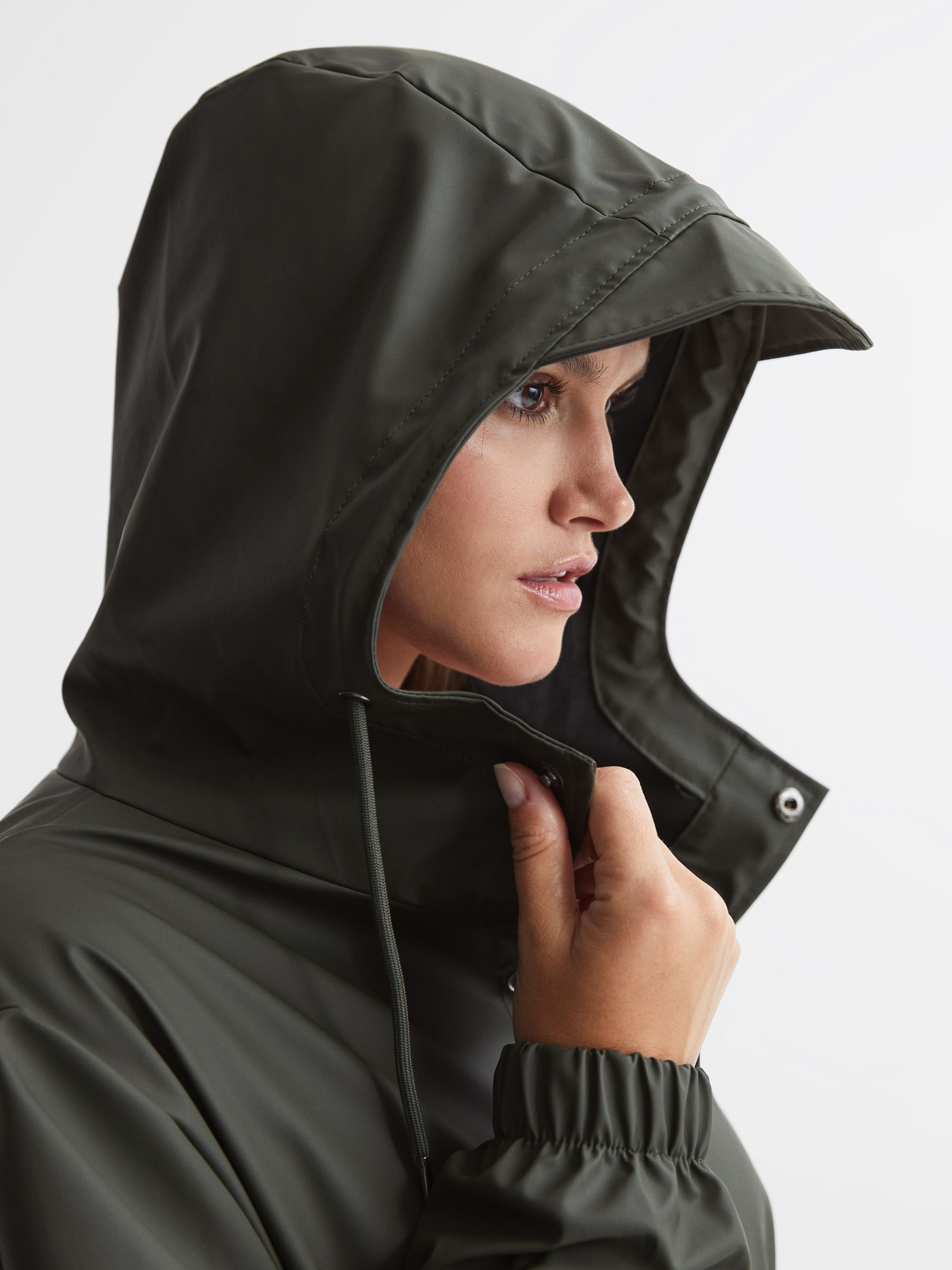 Reiss Rains Fishtail Parka in Dark Green - image 2
