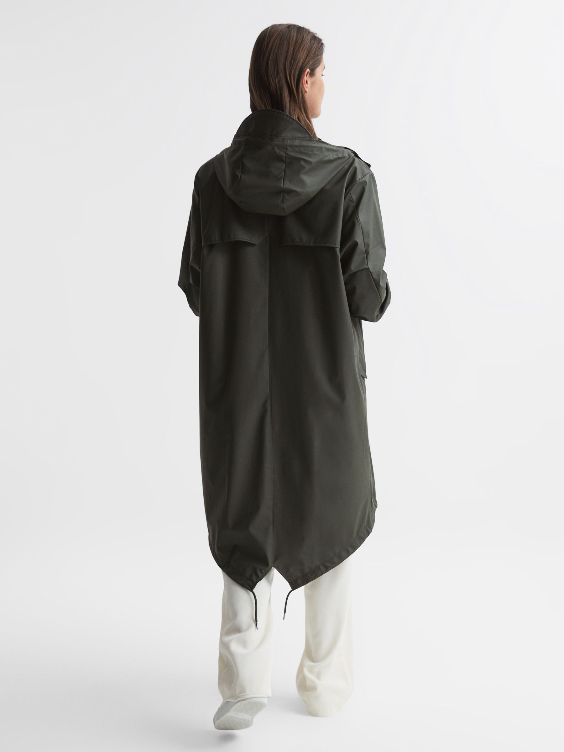 Rains Fishtail Parka in Dark Green - Image 9 of 9