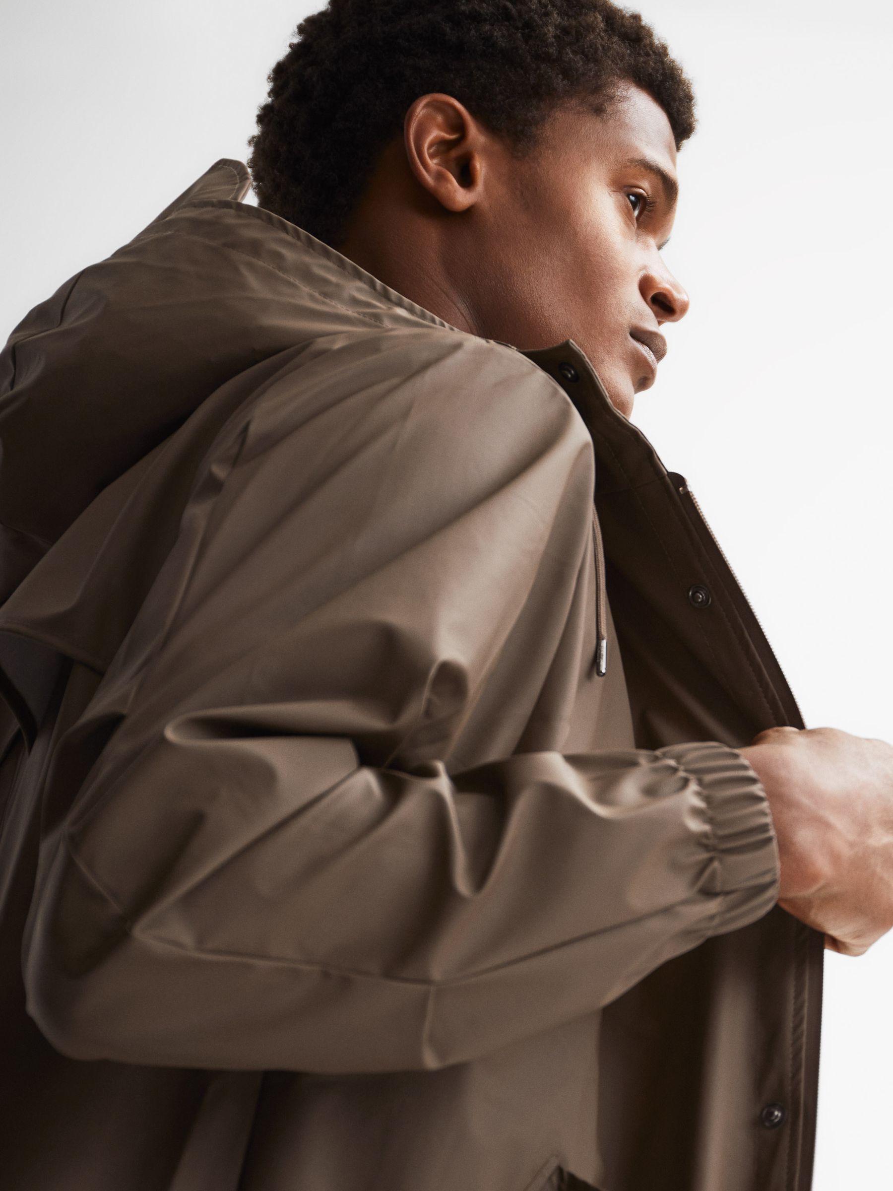 Rains Fishtail Parka in Mid Brown - Image 3 of 6