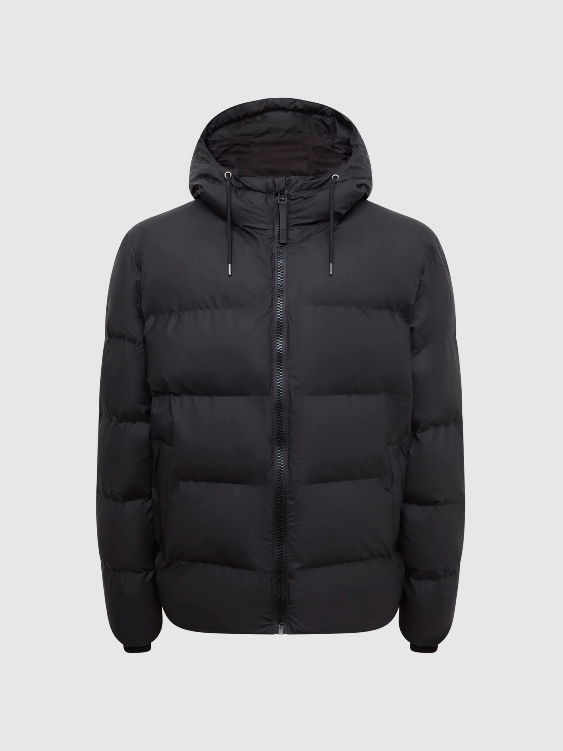 Rains Hooded Puffer Jacket in Black - Image 2 of 5