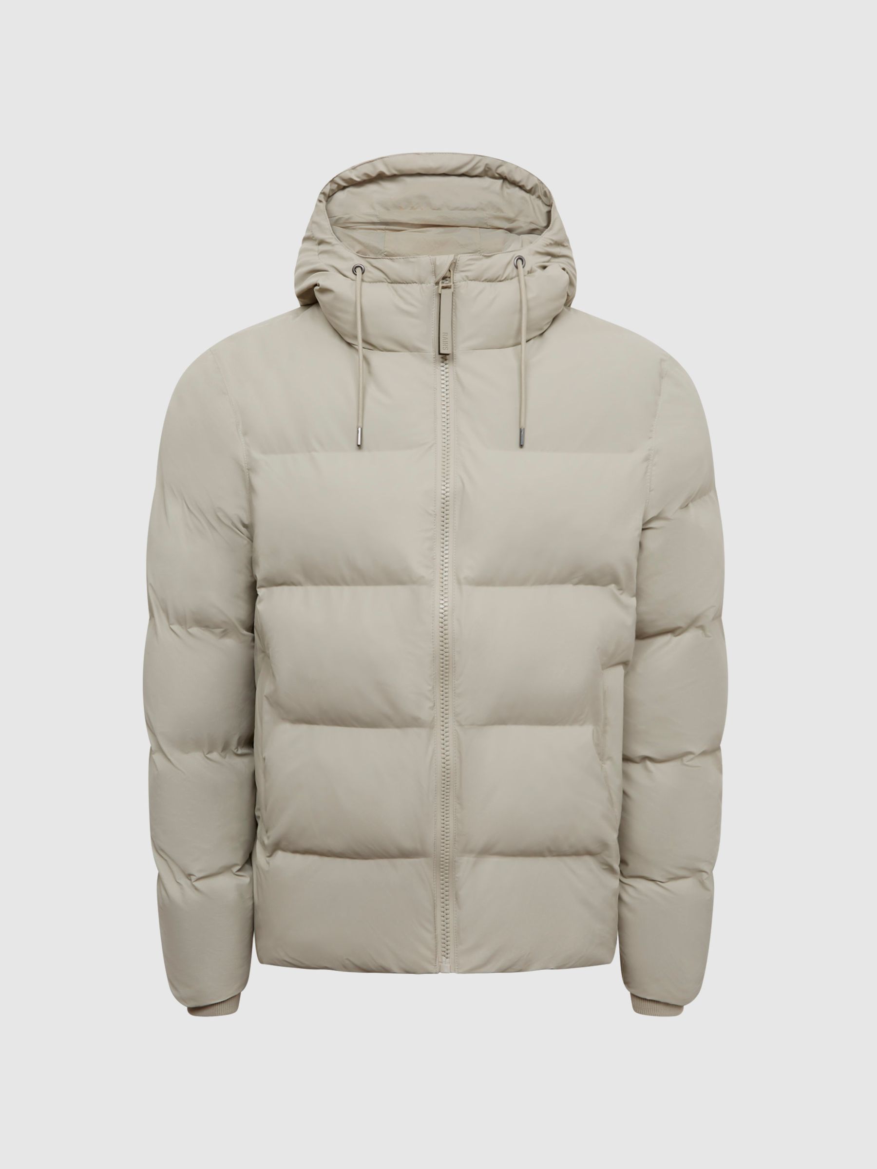Rains Hooded Puffer Jacket in Putty - Image 2 of 4