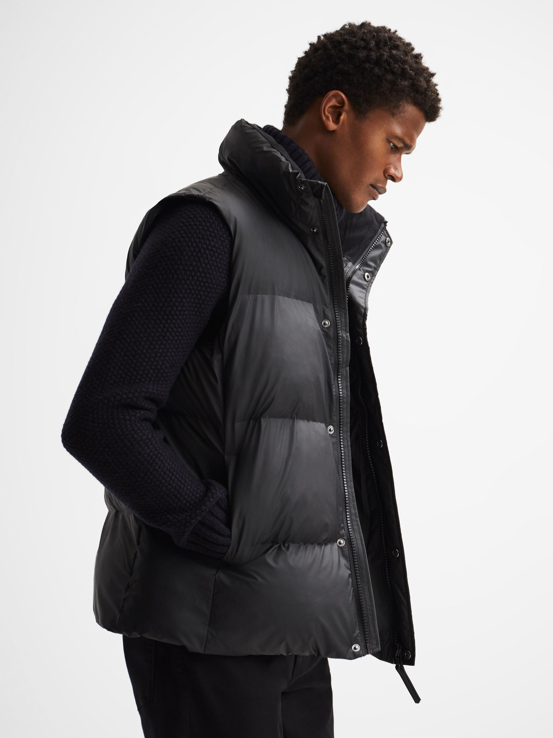 Rains Boxy Puffer Vest in Black - Image 1 of 5