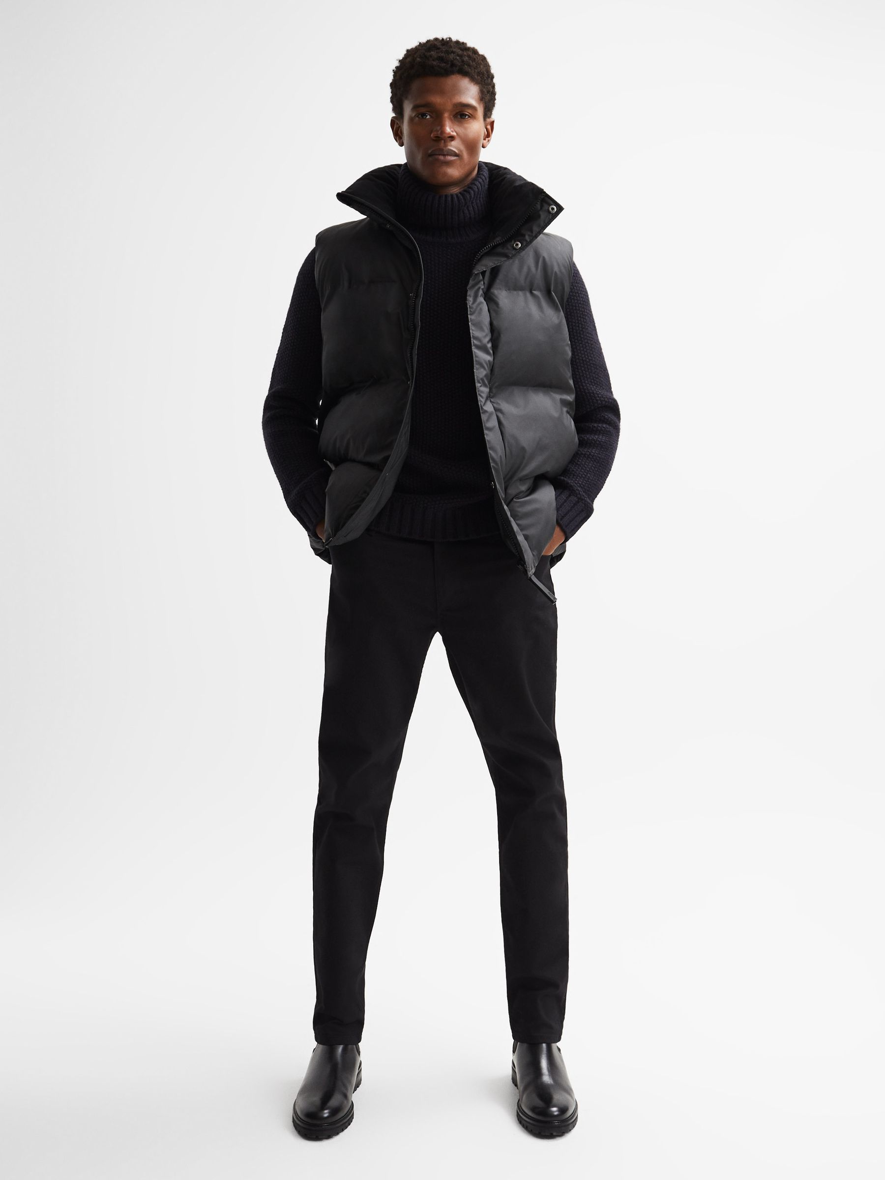 Rains Boxy Puffer Vest in Black - Image 3 of 5