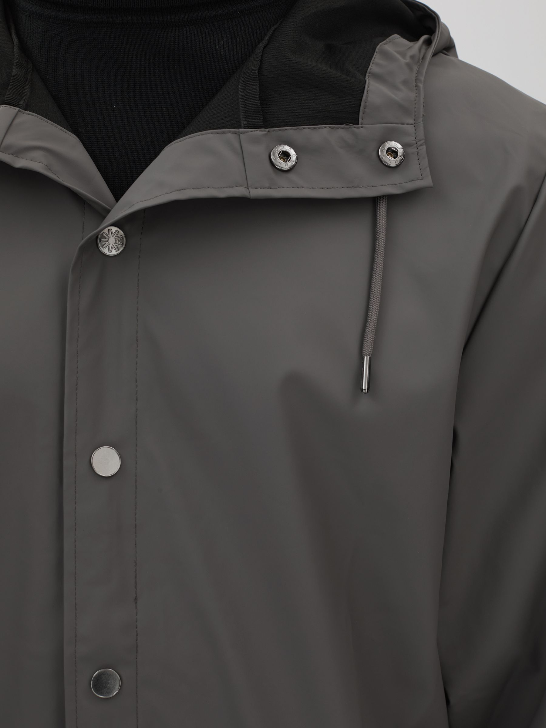 Rains Longline Hooded Raincoat in Slate - Image 4 of 5