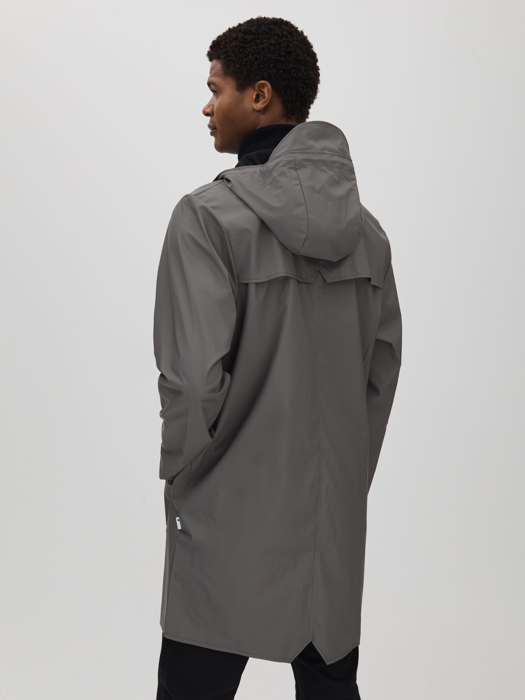 Rains Longline Hooded Raincoat in Slate - Image 5 of 5