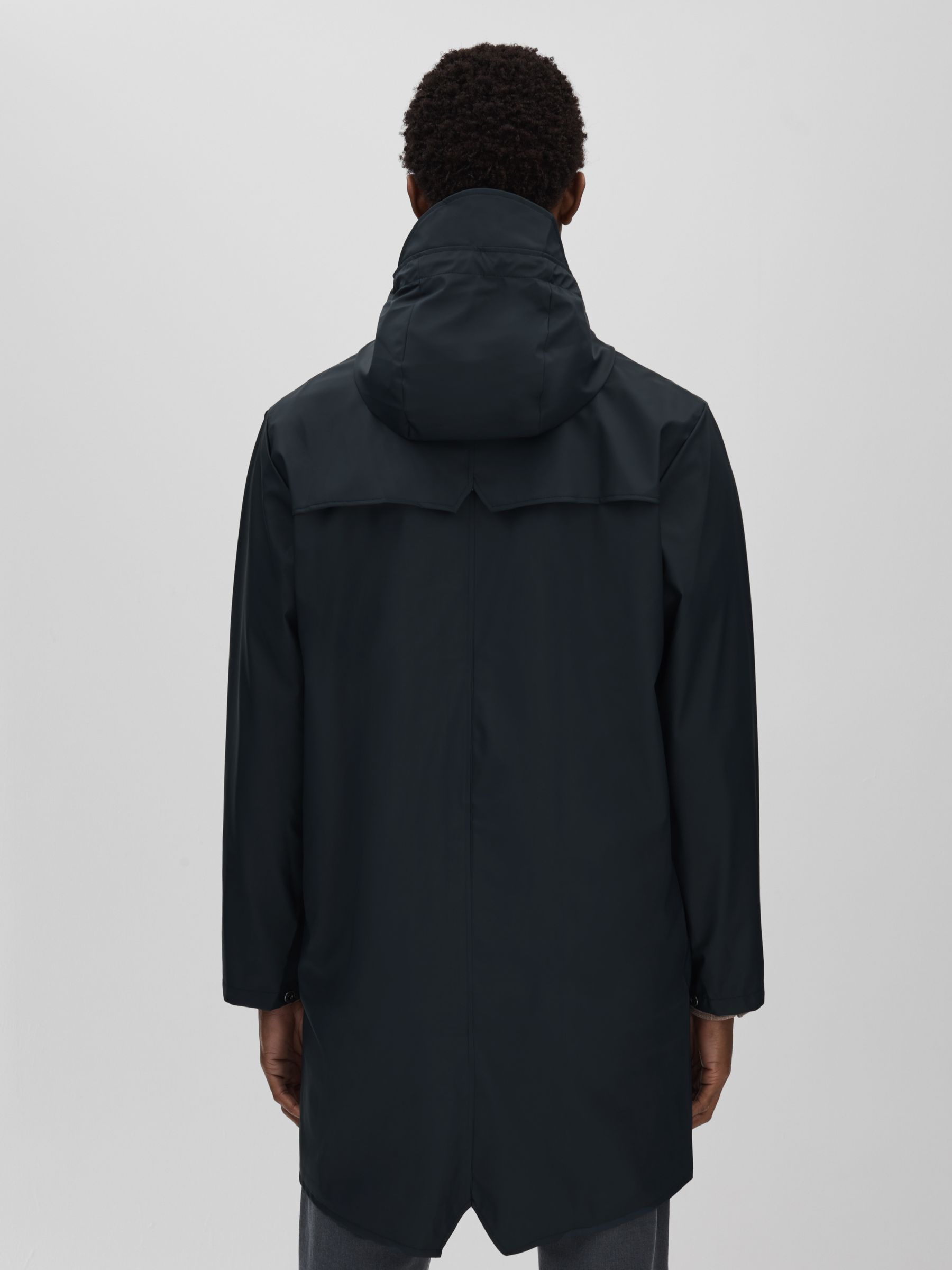 Rains Longline Hooded Raincoat in Navy - Image 6 of 7